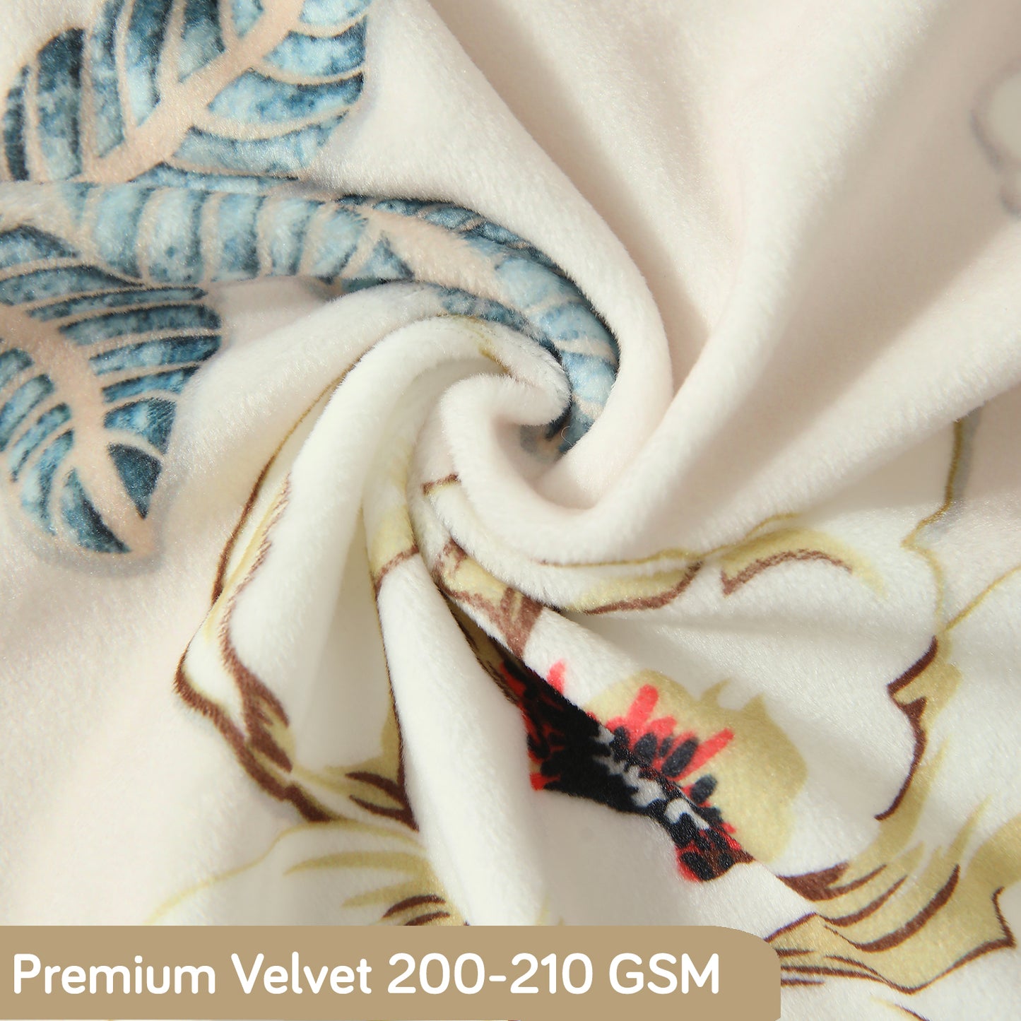 Premium Printed Velvet Sofa Cover 1/2/3 Seaters Fully Covered, Buttercream Magnolia Whisper