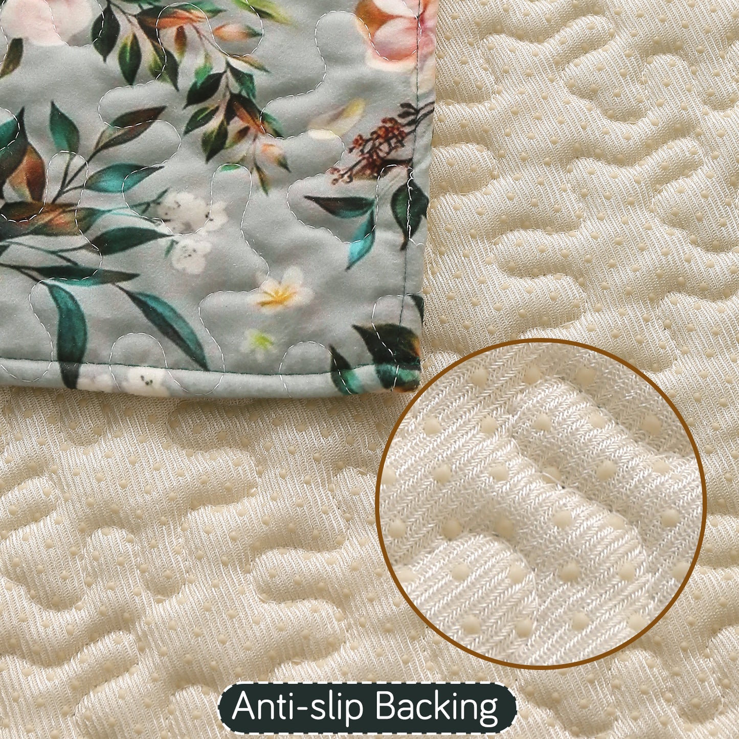 Florentina Series Printed Holland Velvet Sofa Mat - Magnolia Green