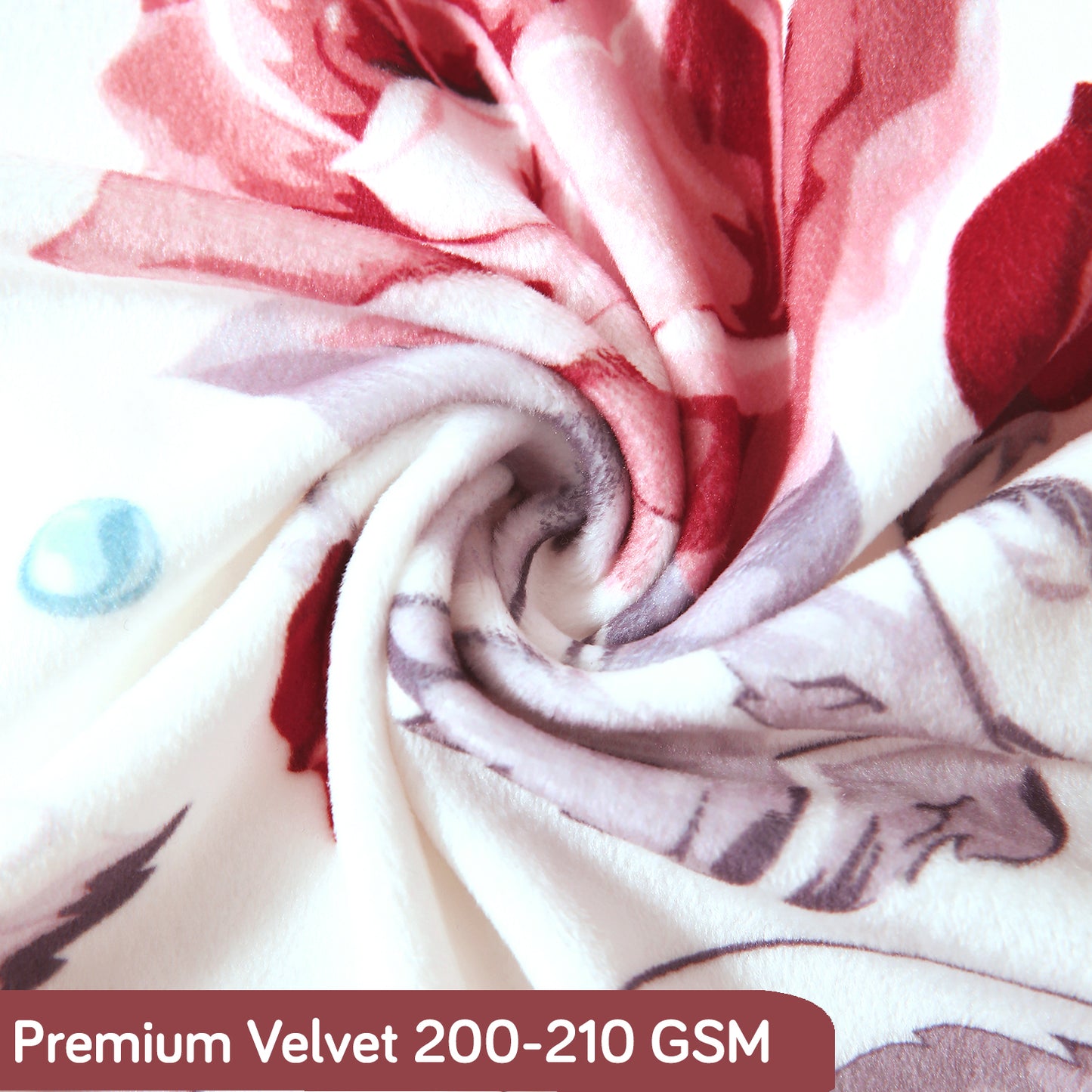 Premium Printed Velvet Sofa Cover 1/2/3 Seaters Fully Covered, Red Cottage Rose