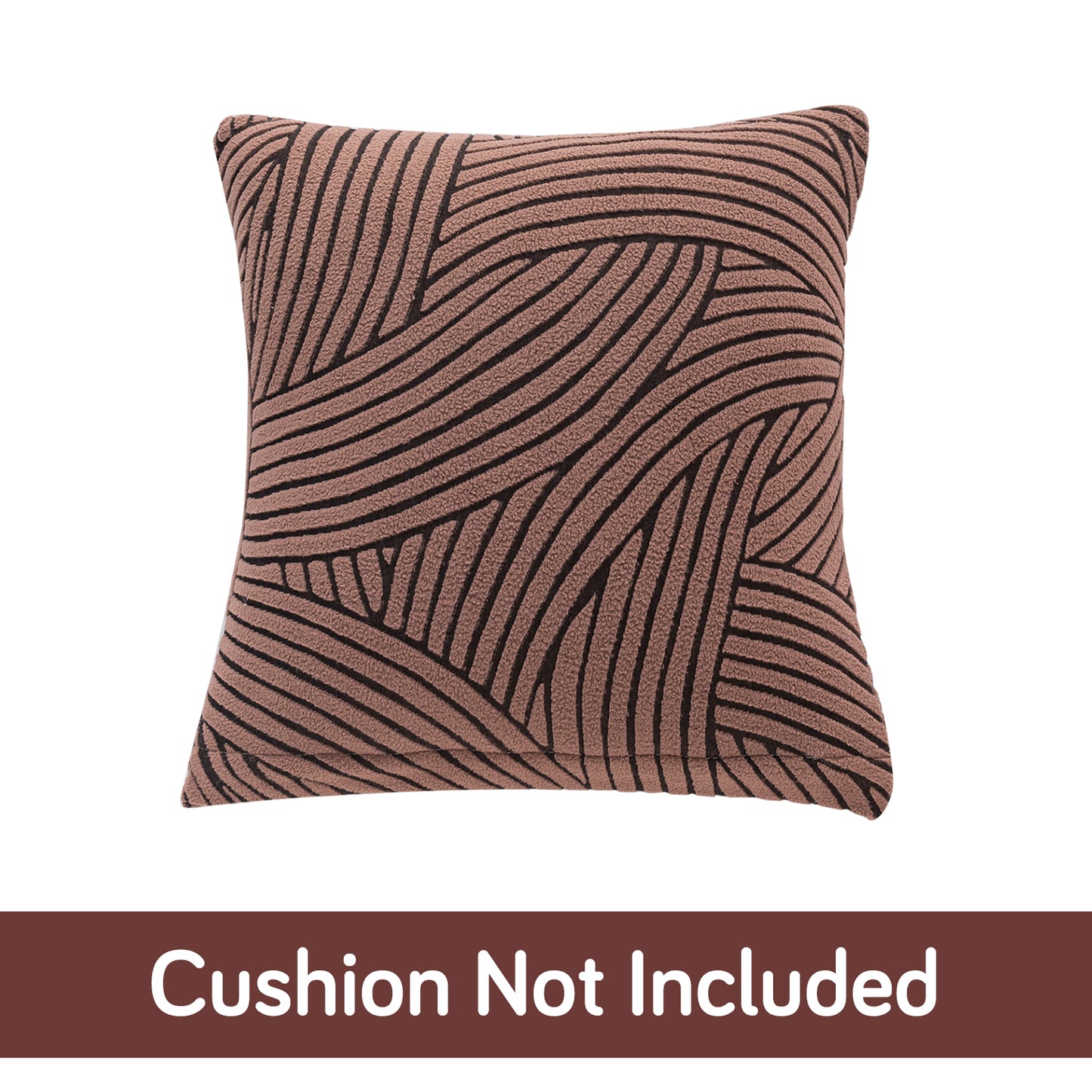 'WaveLine Series' Jacquard Cushion Cover Set of 2, Rust Brown