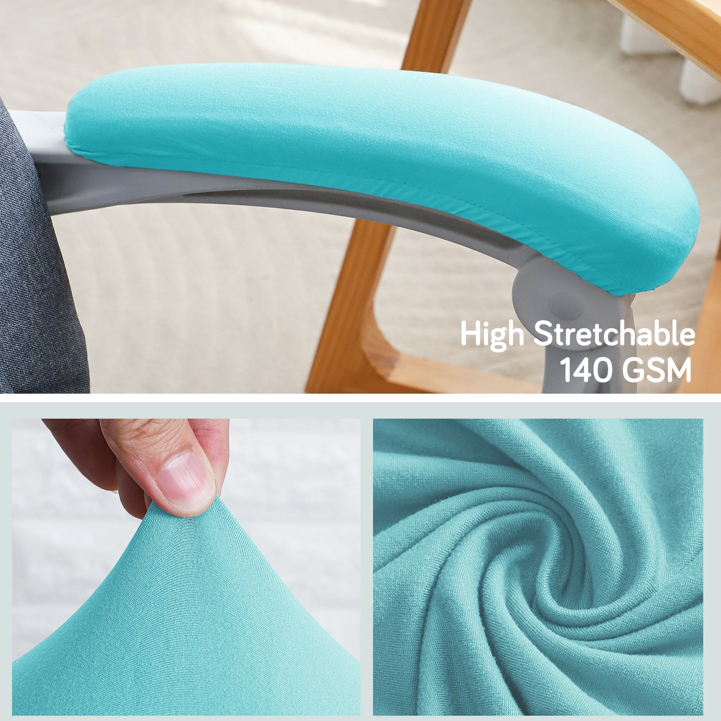 140gsm Armrest Covers for Office Chair (Elastic Style), 1 Pair, Sky Blue