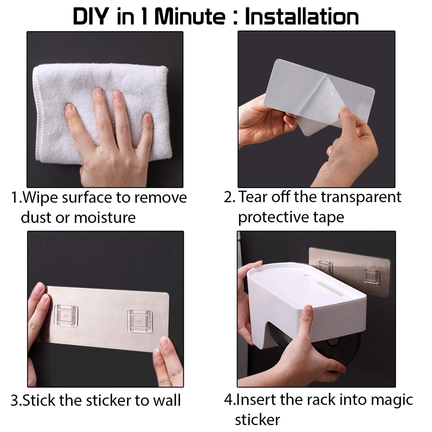 Magic Sticker Series No Drill Toilet Roll Holder for Bathroom