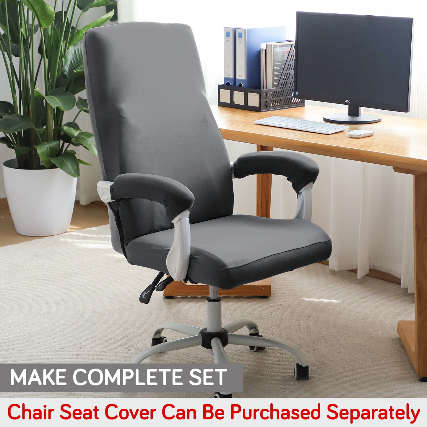 140gsm Armrest Covers for Office Chair (Zipper Style), 1 Pair, Grey