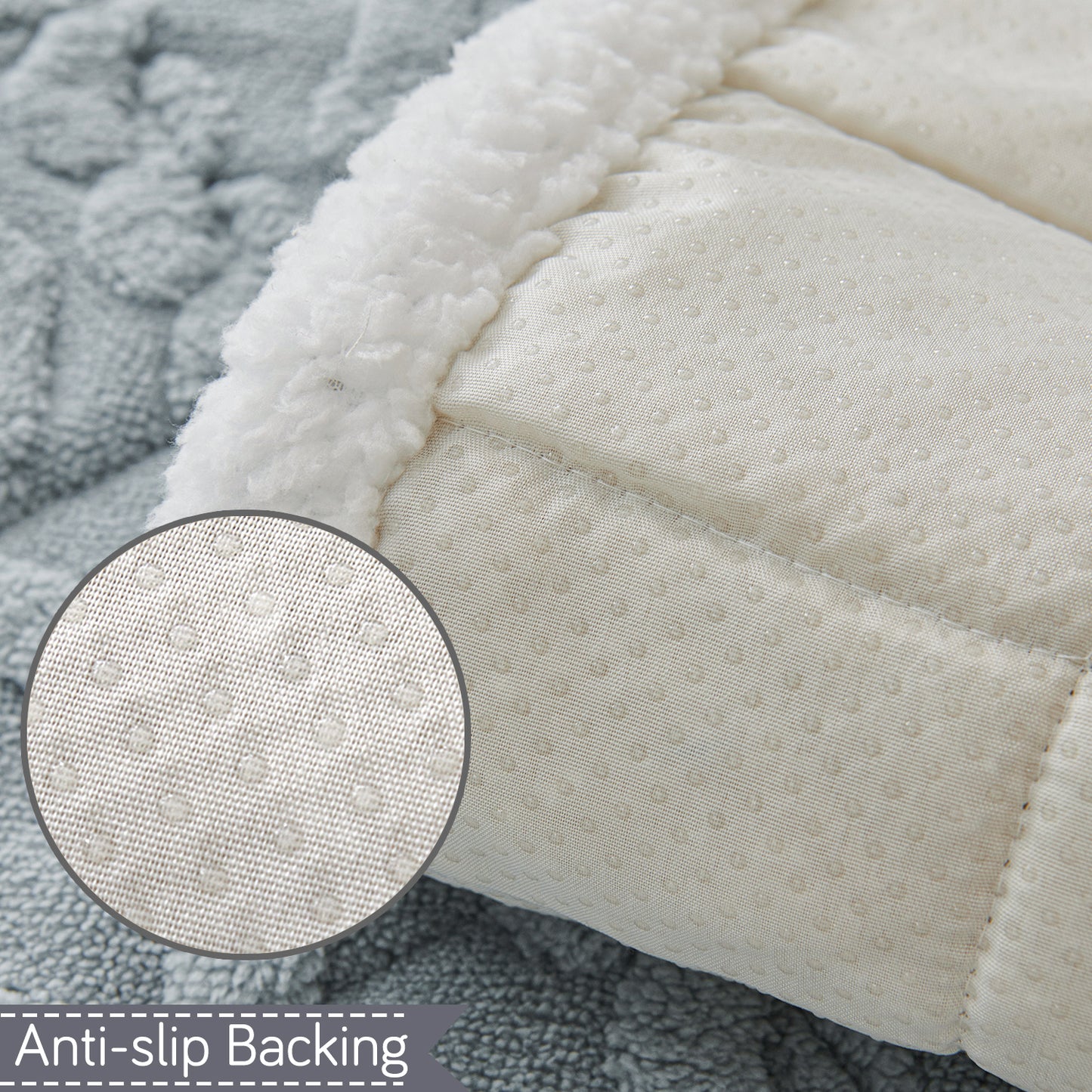 'Italian Caelora' Luxury Jacquard Plush Sofa Cover Mat and Anti-Slip Armrest Covers - Powder Blue