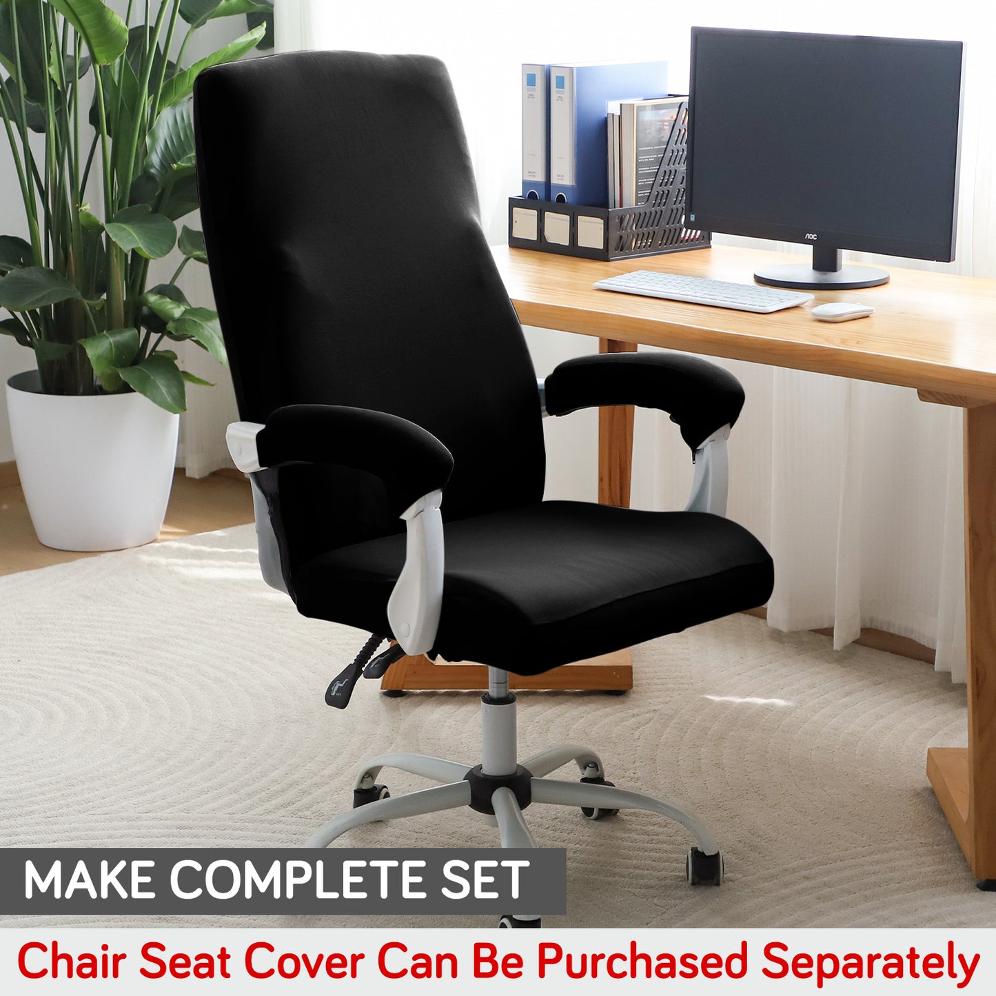 140gsm Armrest Covers for Office Chair (Zipper Style), 1 Pair, Black
