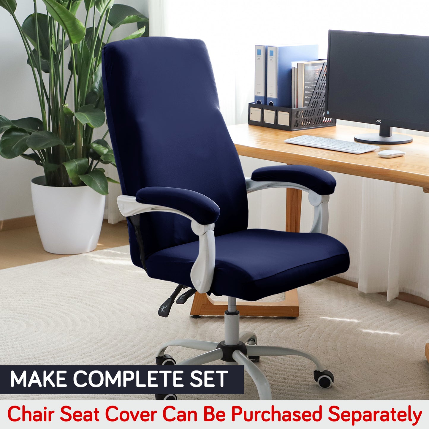 140gsm Armrest Covers for Office Chair (Elastic Style), 1 Pair, Navy Blue