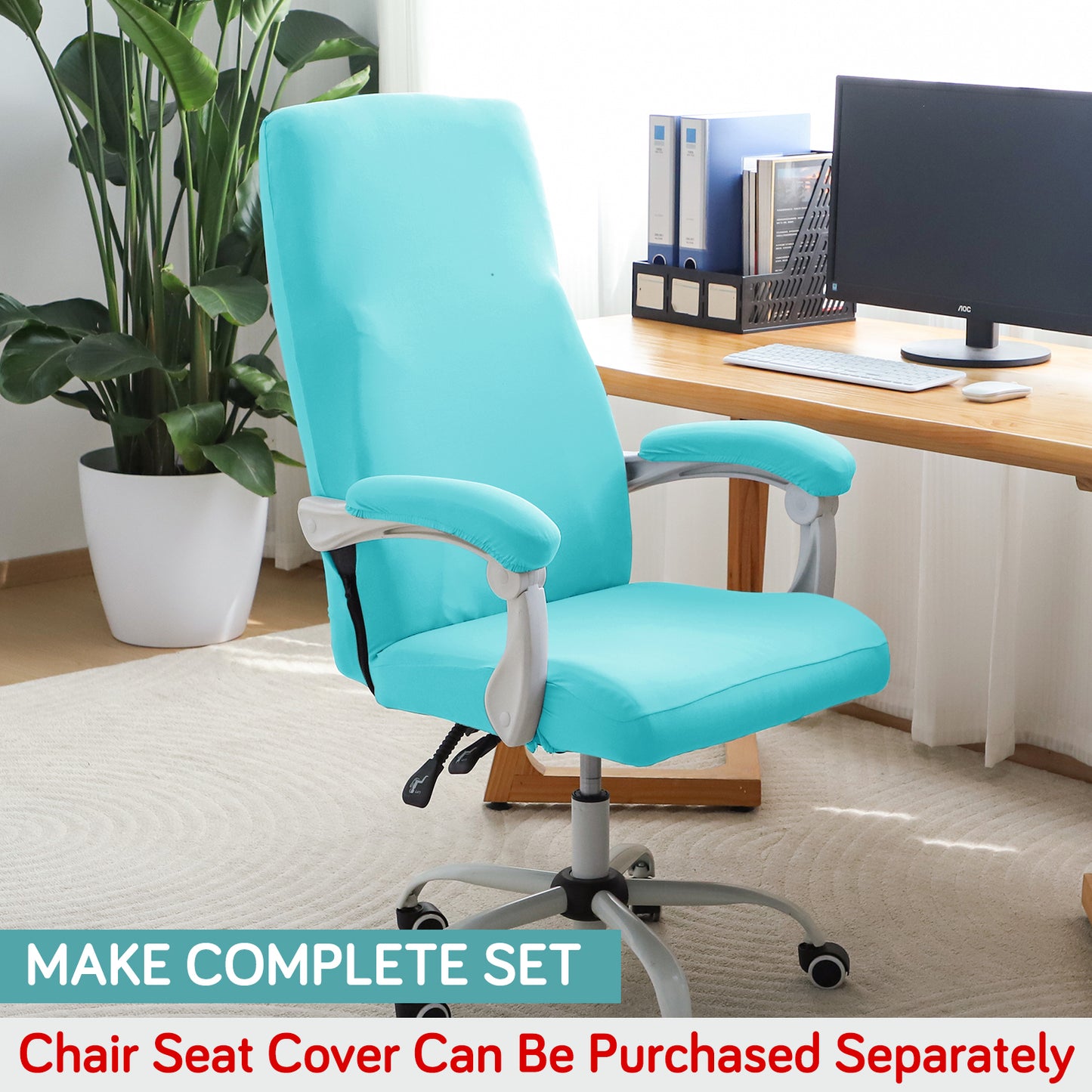 140gsm Armrest Covers for Office Chair (Elastic Style), 1 Pair, Sky Blue