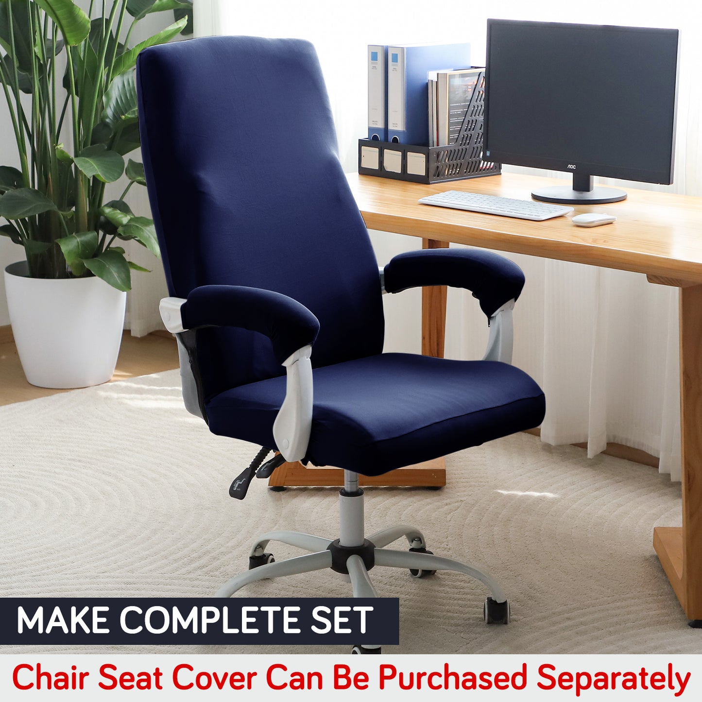 140gsm Armrest Covers for Office Chair (Zipper Style), 1 Pair, Navy Blue