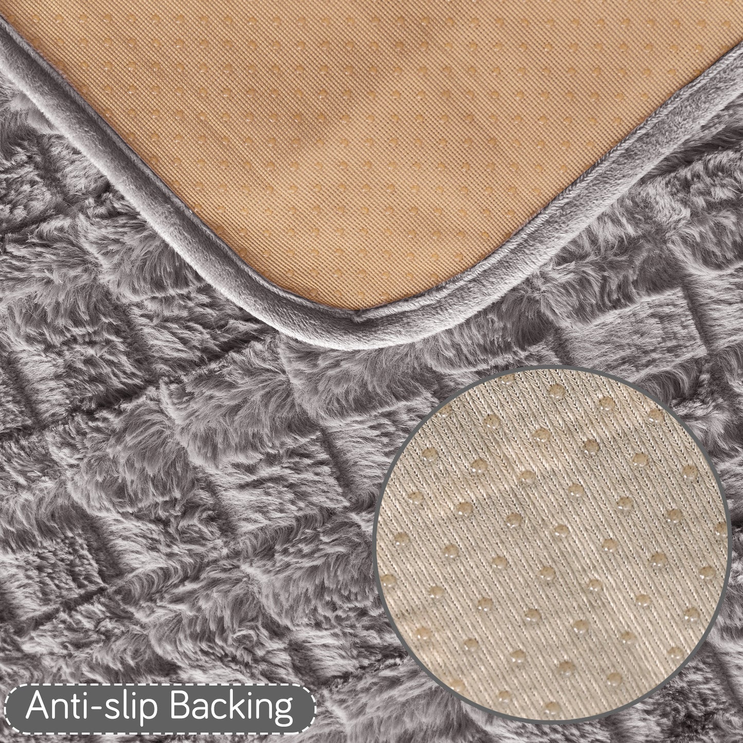 Premium Plush Anti Slip Sofa Cover Mat, Light Grey