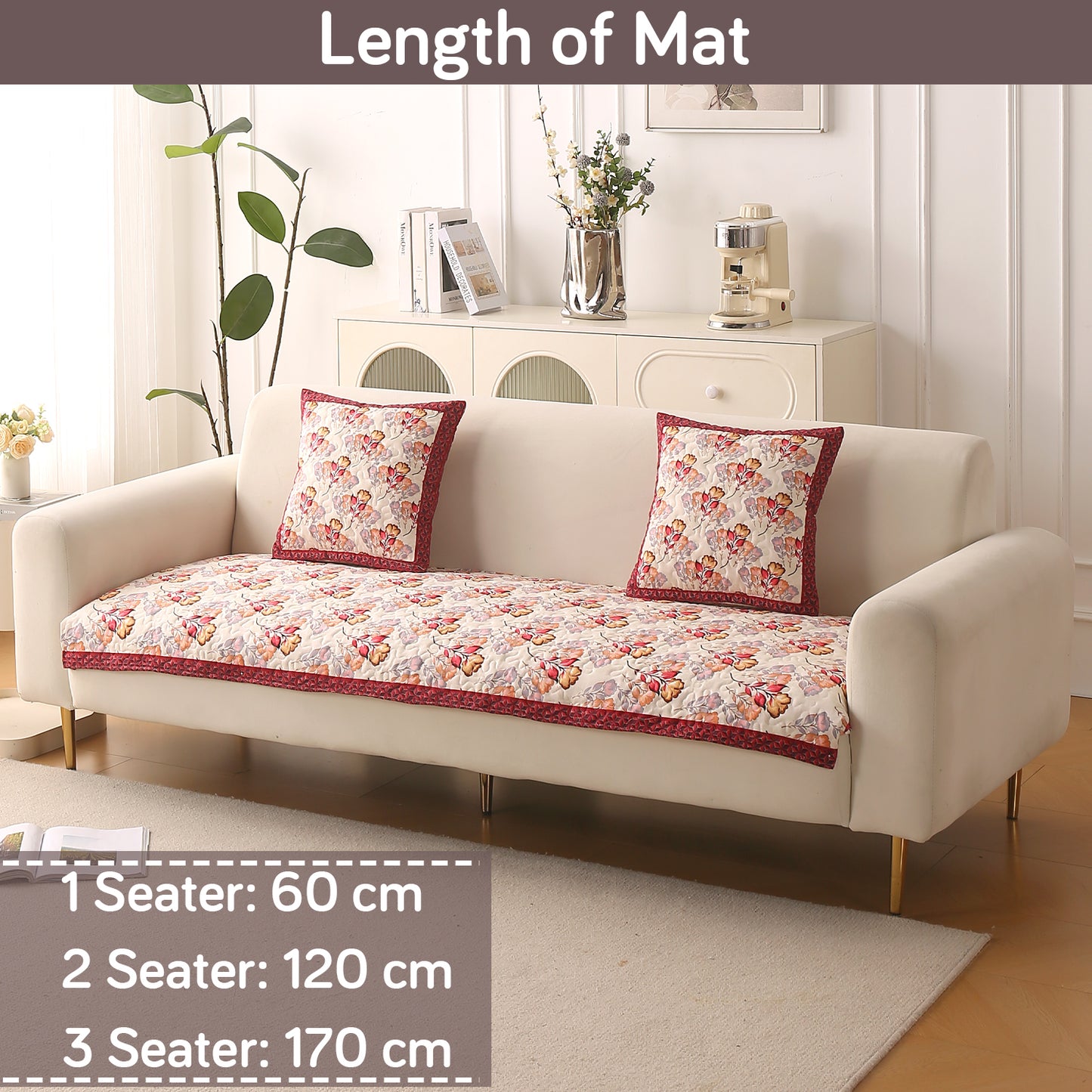 Florentina Series Printed Holland Velvet Sofa Mat - Autumn Cream