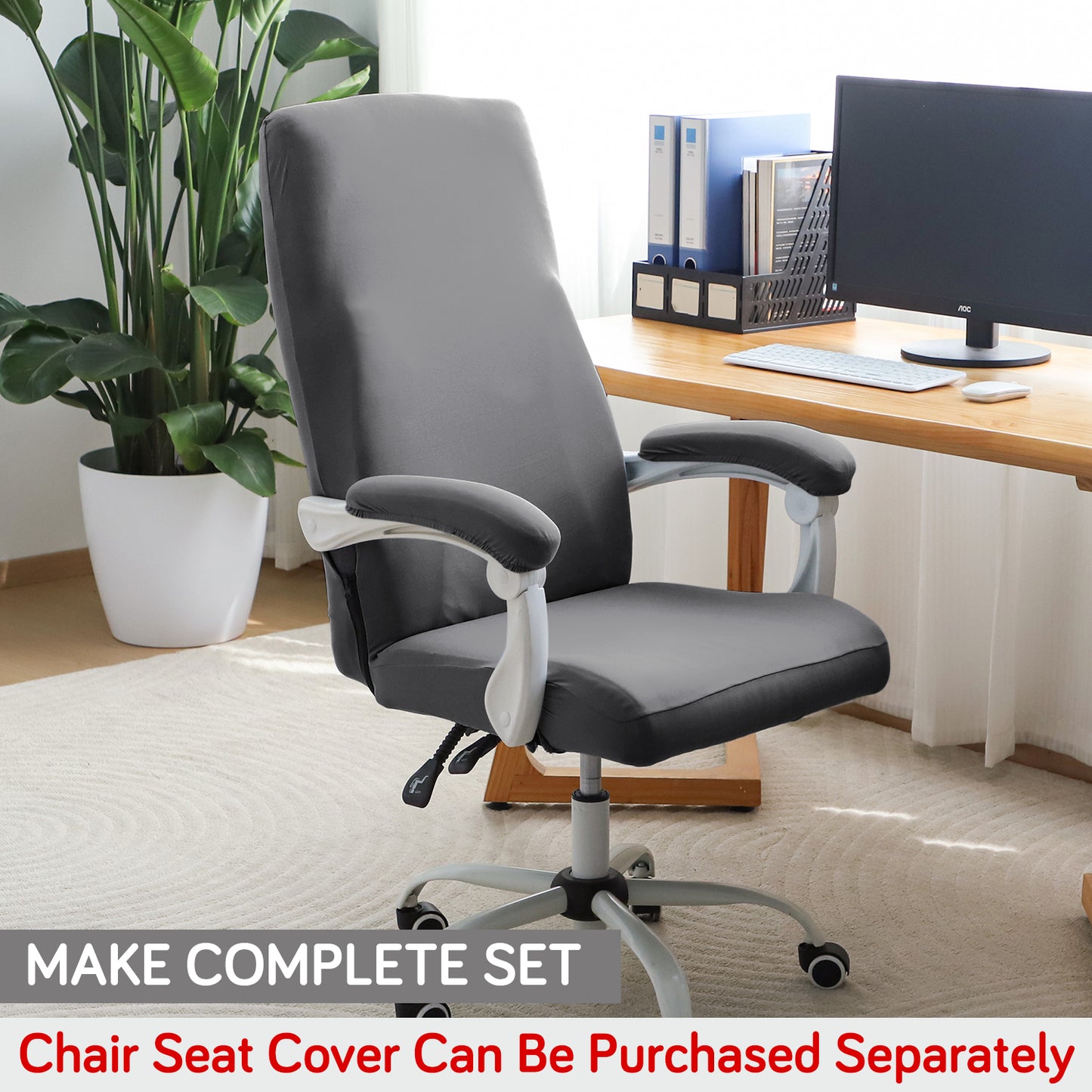 140gsm Armrest Covers for Office Chair (Elastic Style), 1 Pair, Grey
