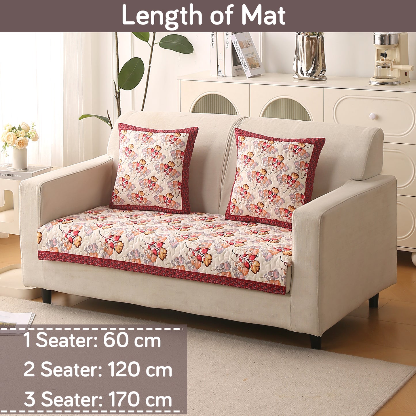 Florentina Series Printed Holland Velvet Sofa Mat - Autumn Cream
