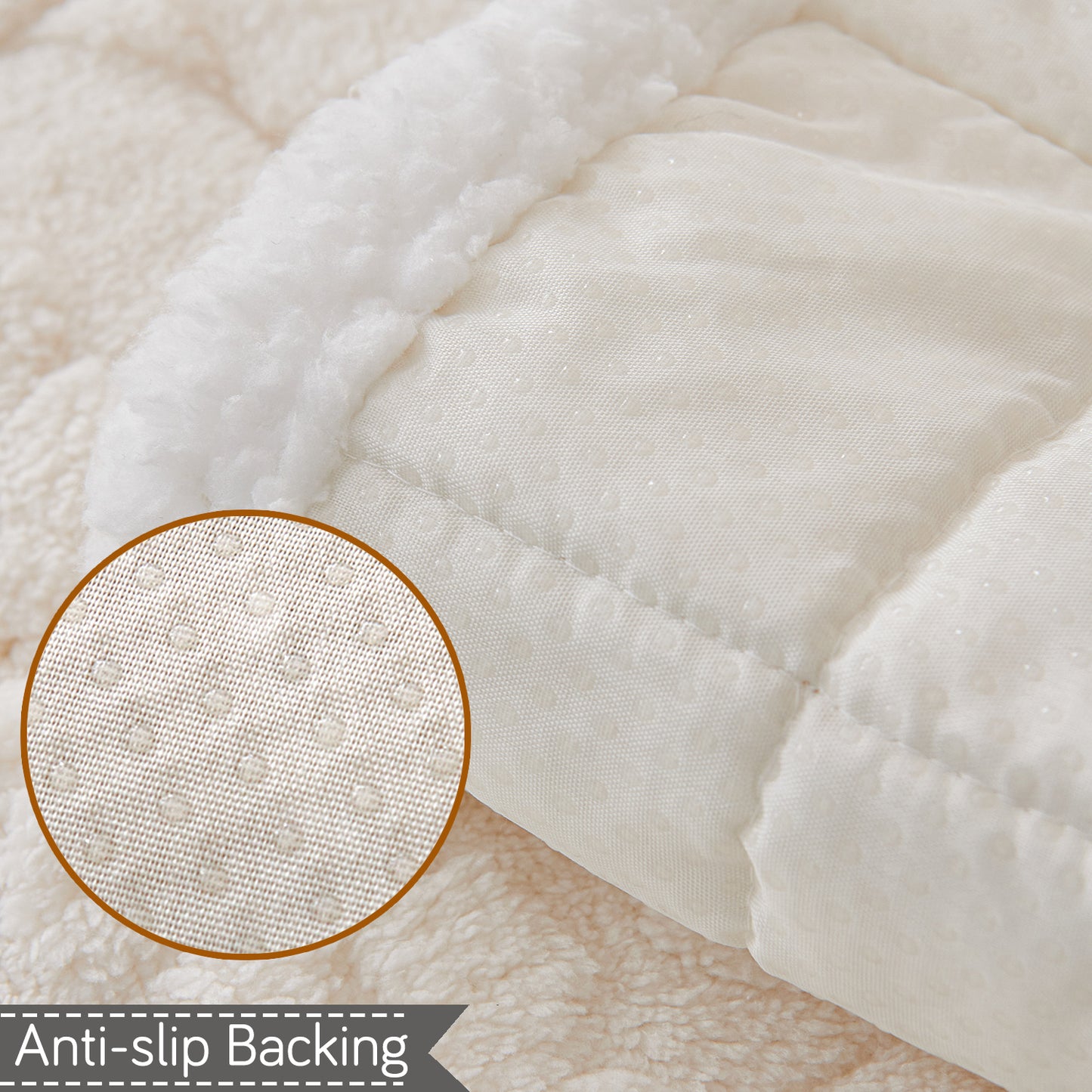 'Italian Caelora' Luxury Jacquard Plush Sofa Cover Mat and Anti-Slip Armrest Covers - Pearl Whit