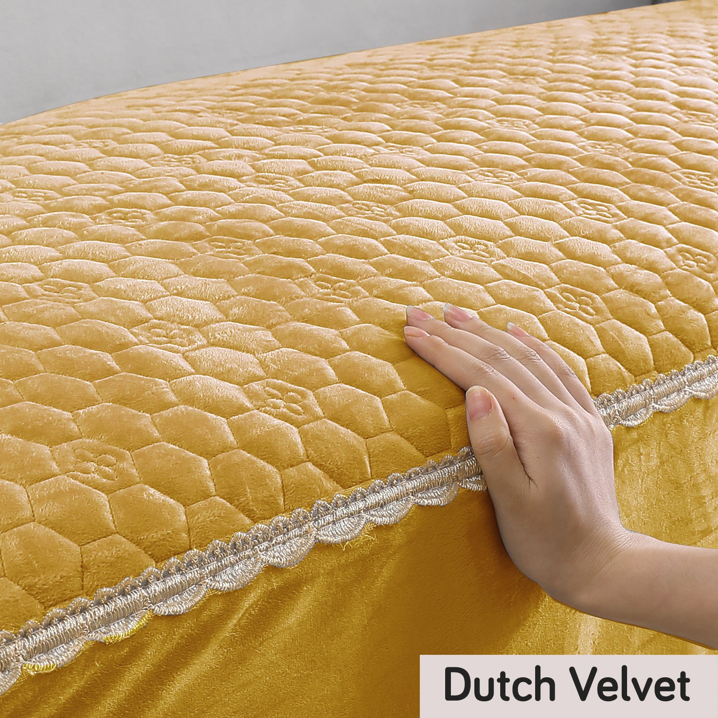 Premium Dutch Velvet Sofa Seat Mat for 1/2/3 Seater Sofa, Mustard