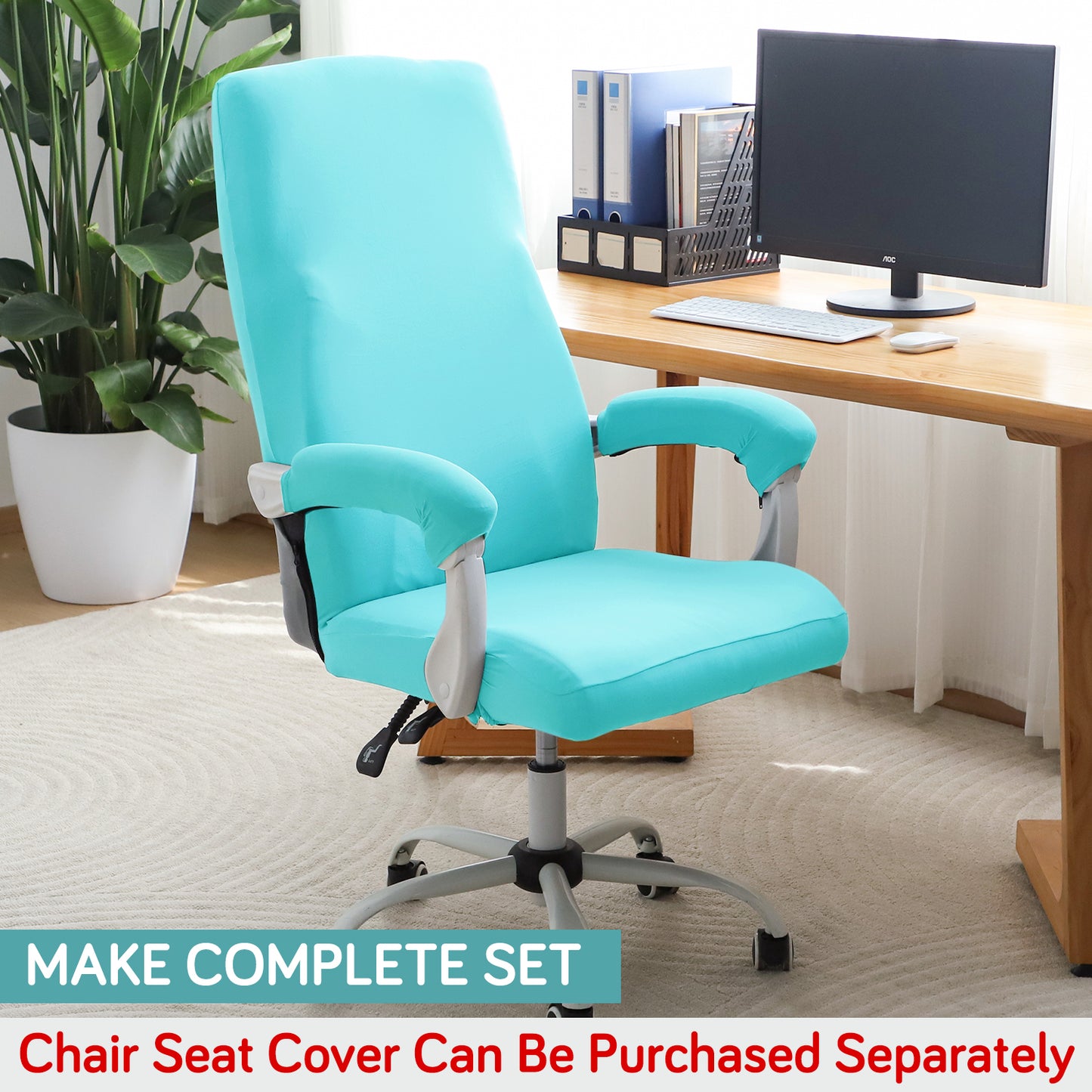 140gsm Armrest Covers for Office Chair (Zipper Style), 1 Pair, Sky Blue