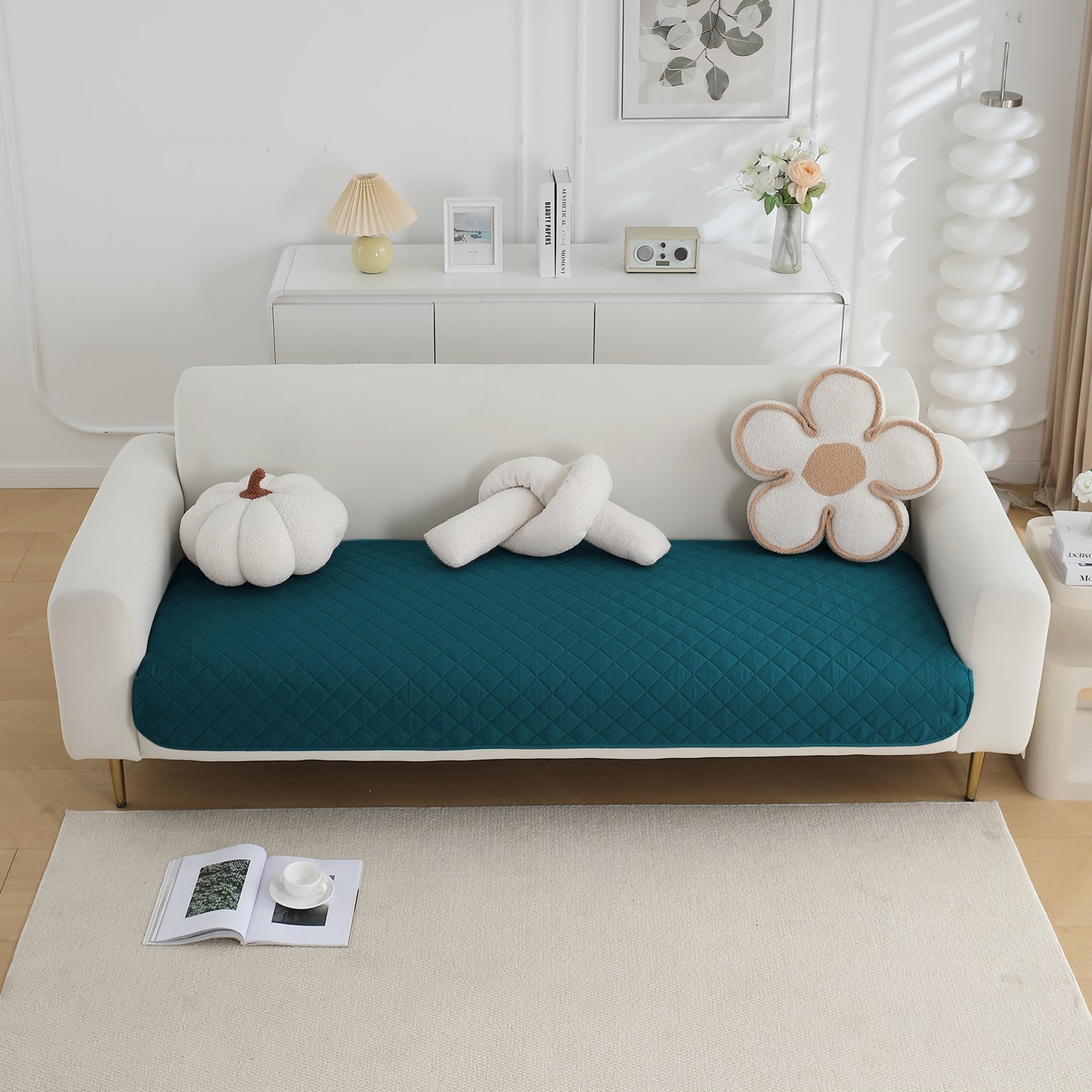 Waterproof Quilted Mats, Peacock Blue