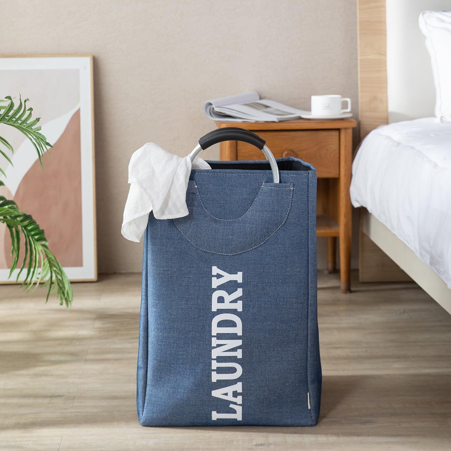Foldable Laundry Bag with Handles, 40L - Blue