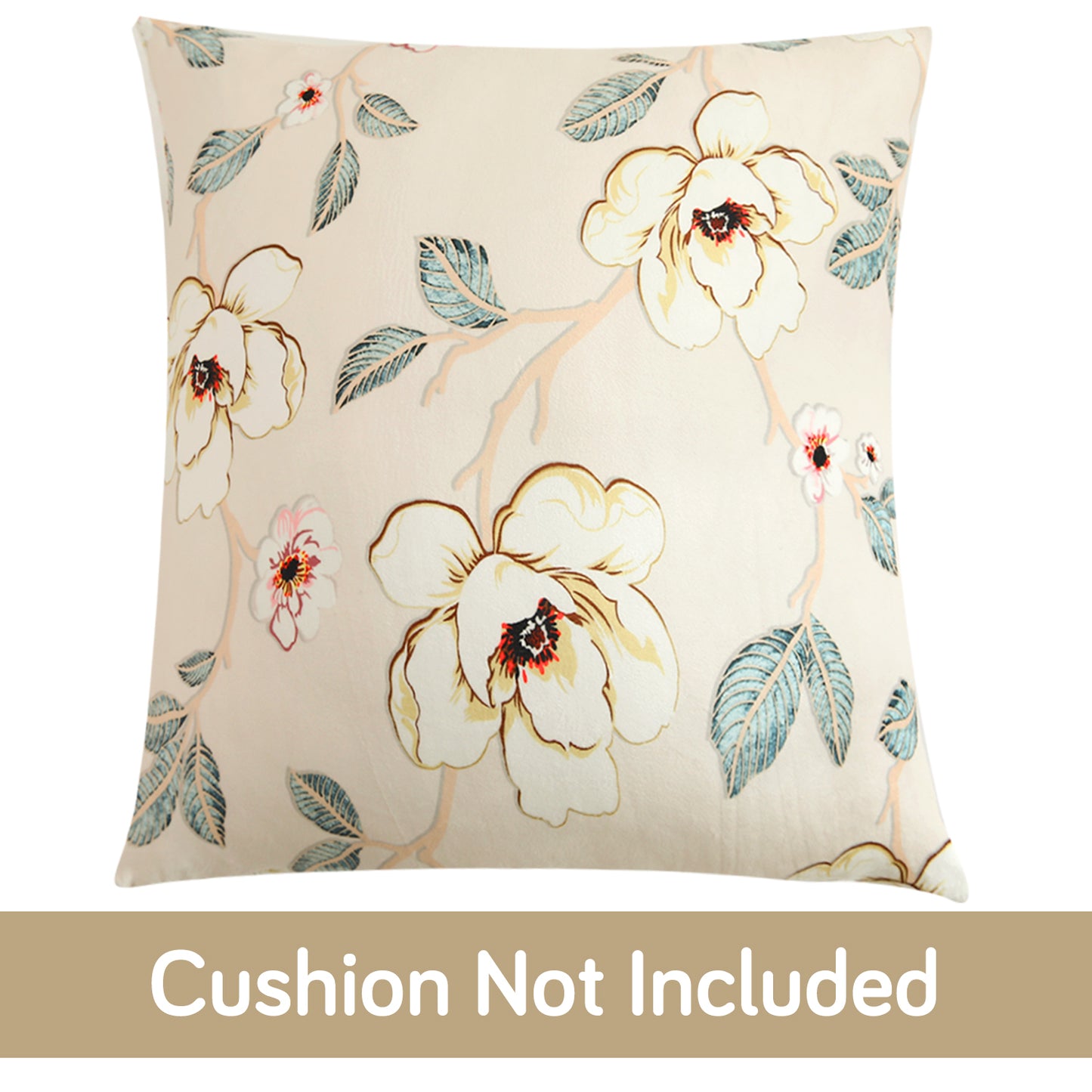 Buy cute Buttercream Magnolia Whisper Printed Zippered Velvet Cushion Covers | For Square Pillows