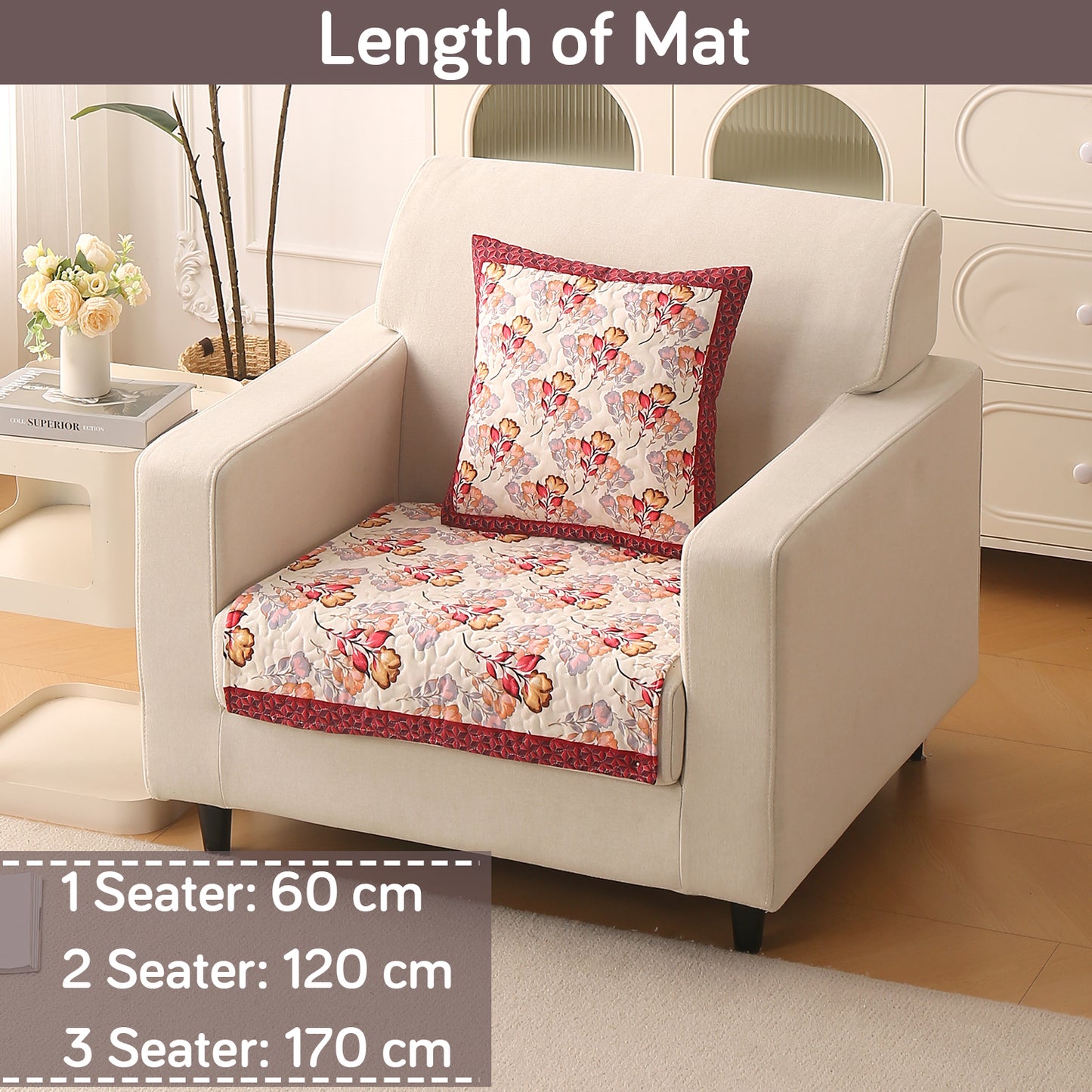 Florentina Series Printed Holland Velvet Sofa Mat - Autumn Cream