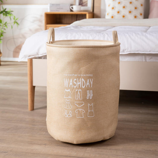 Folding Laundry Basket for Clothes, 43L - Beige