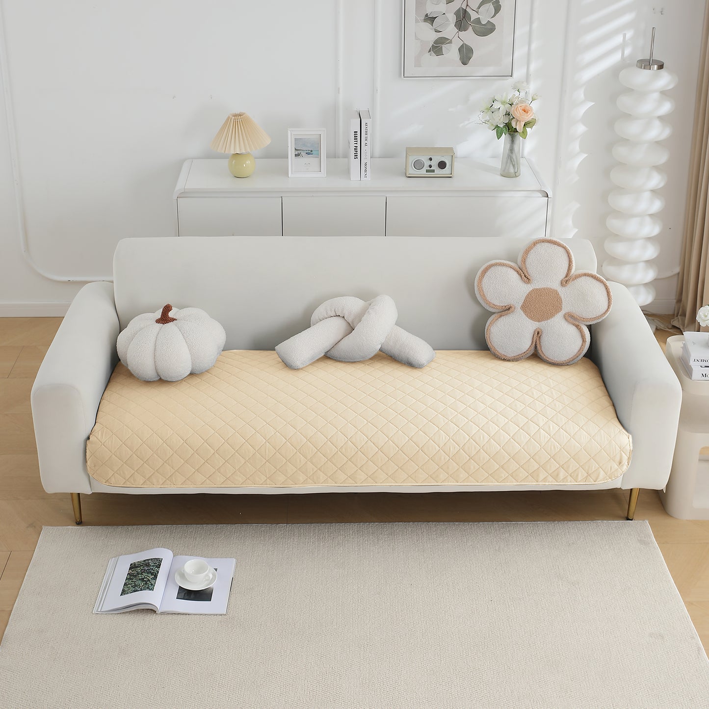 HOKIPO Waterproof Quilted Mats, Beige