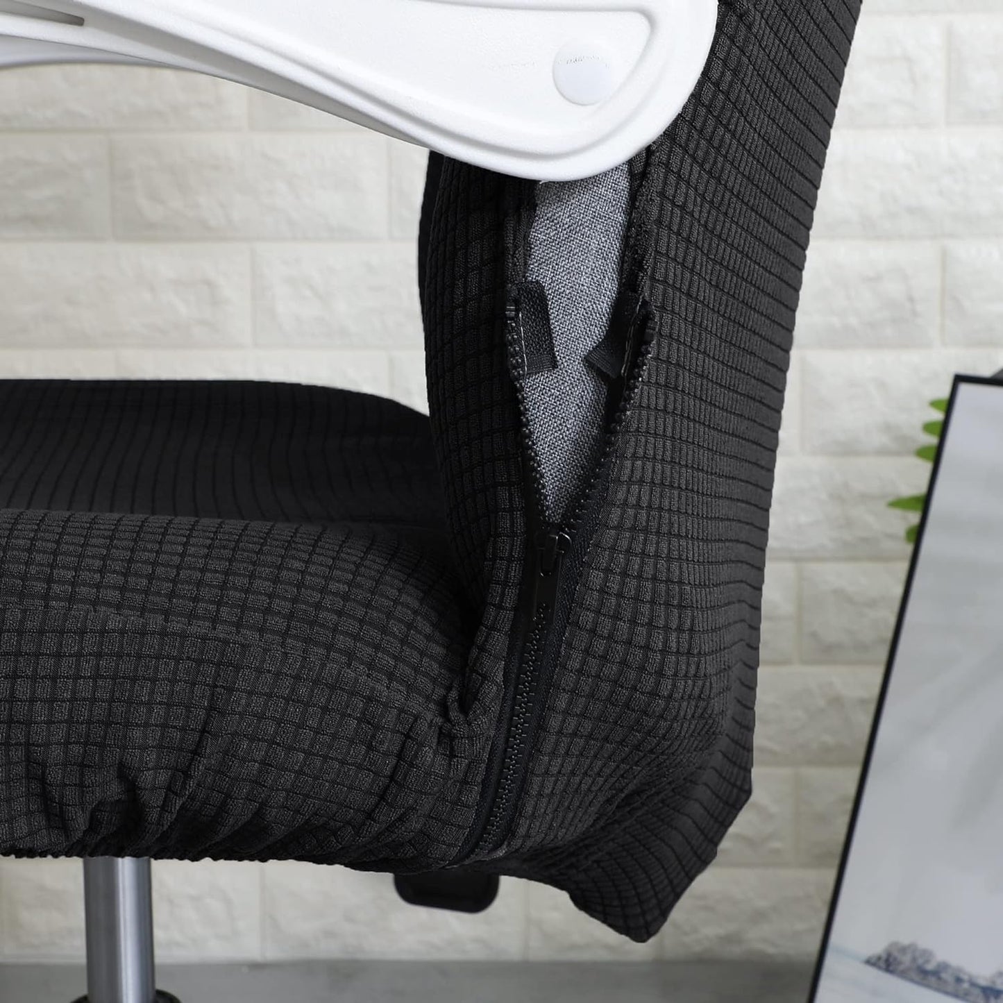 Water Repellent Office Chair Cover for Desk Chair (Mid-Back) – 210 GSM Stretch Jacquard – Washable, Durable & Anti-Slip – Fits Mid-Back Office Chairs, Black