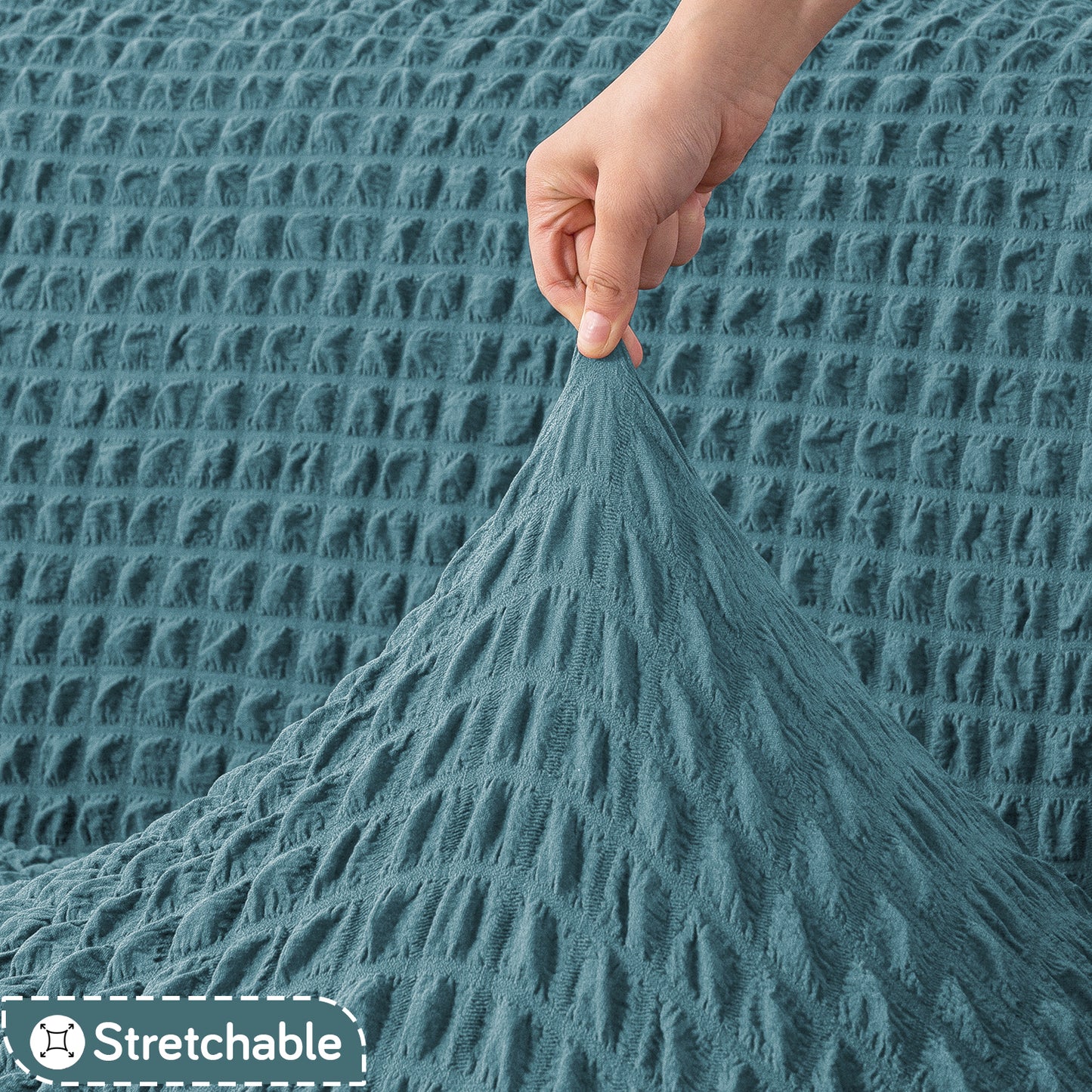 Aria Nova Elastic 280 GSM Stretchable Bubble Sofa Cover, Tropical Teal