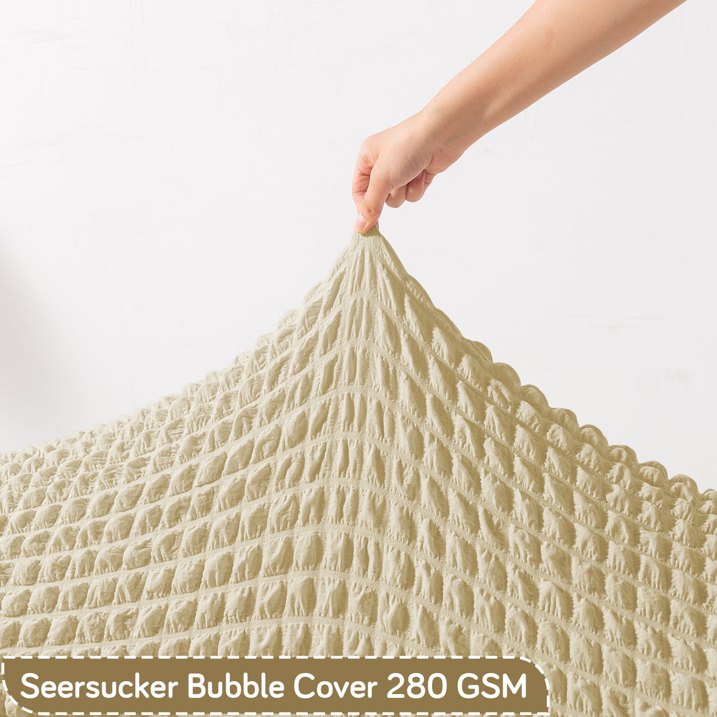 Aria Nova 280 GSM Stretchable Bubble Dining Bench Cover, Beige