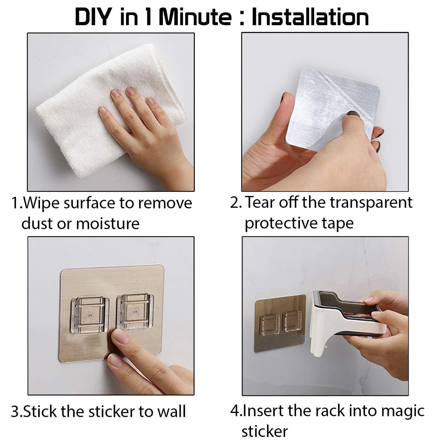 Steps to install HOKIPO wall mounted soap stand