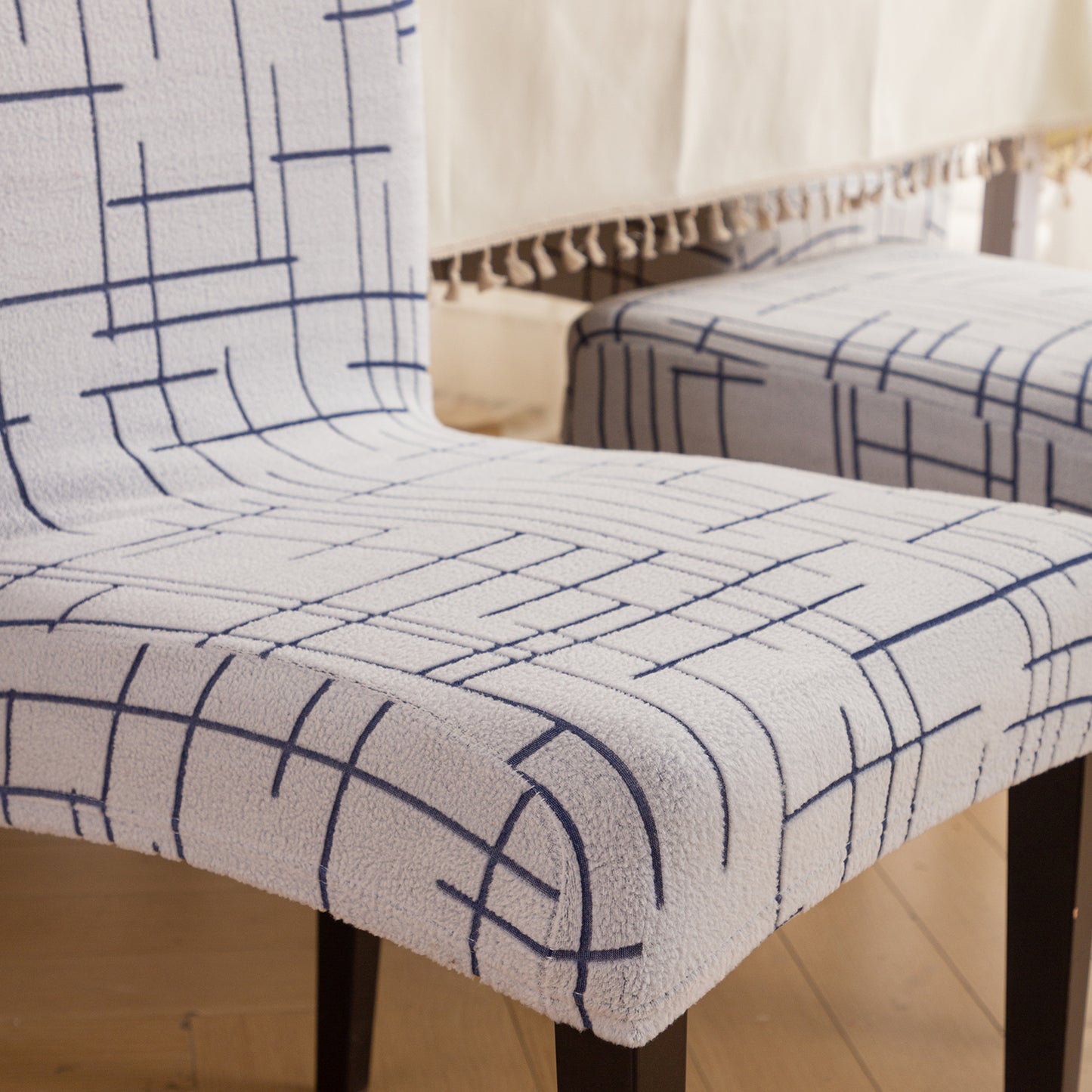 'Crossline Series' 180 GSM Jacquard Chair Cover Set 1/2/4/6, Navy Blue