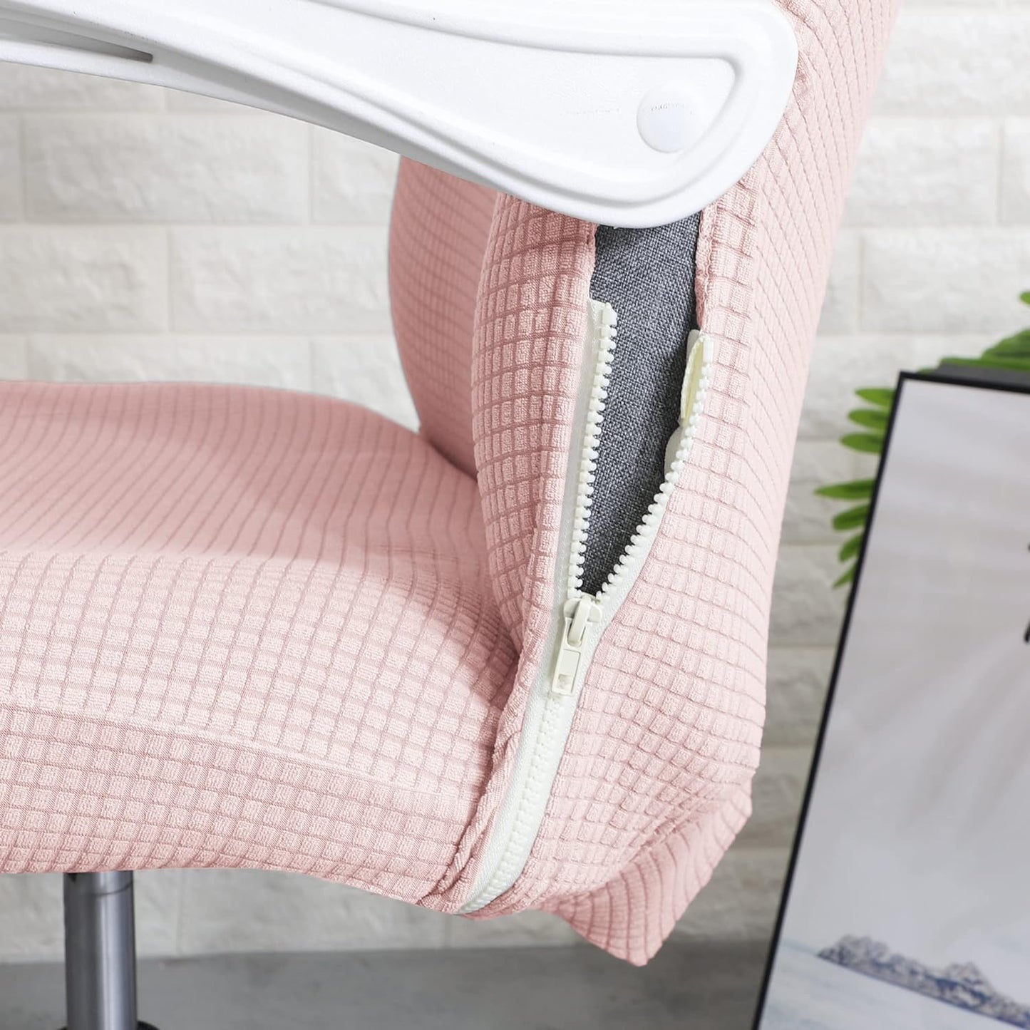 Water Repellent Office Chair Cover for Desk Chair (Mid-Back) – 210 GSM Stretch Jacquard – Washable, Durable & Anti-Slip – Fits Mid-Back Office Chairs, Pink