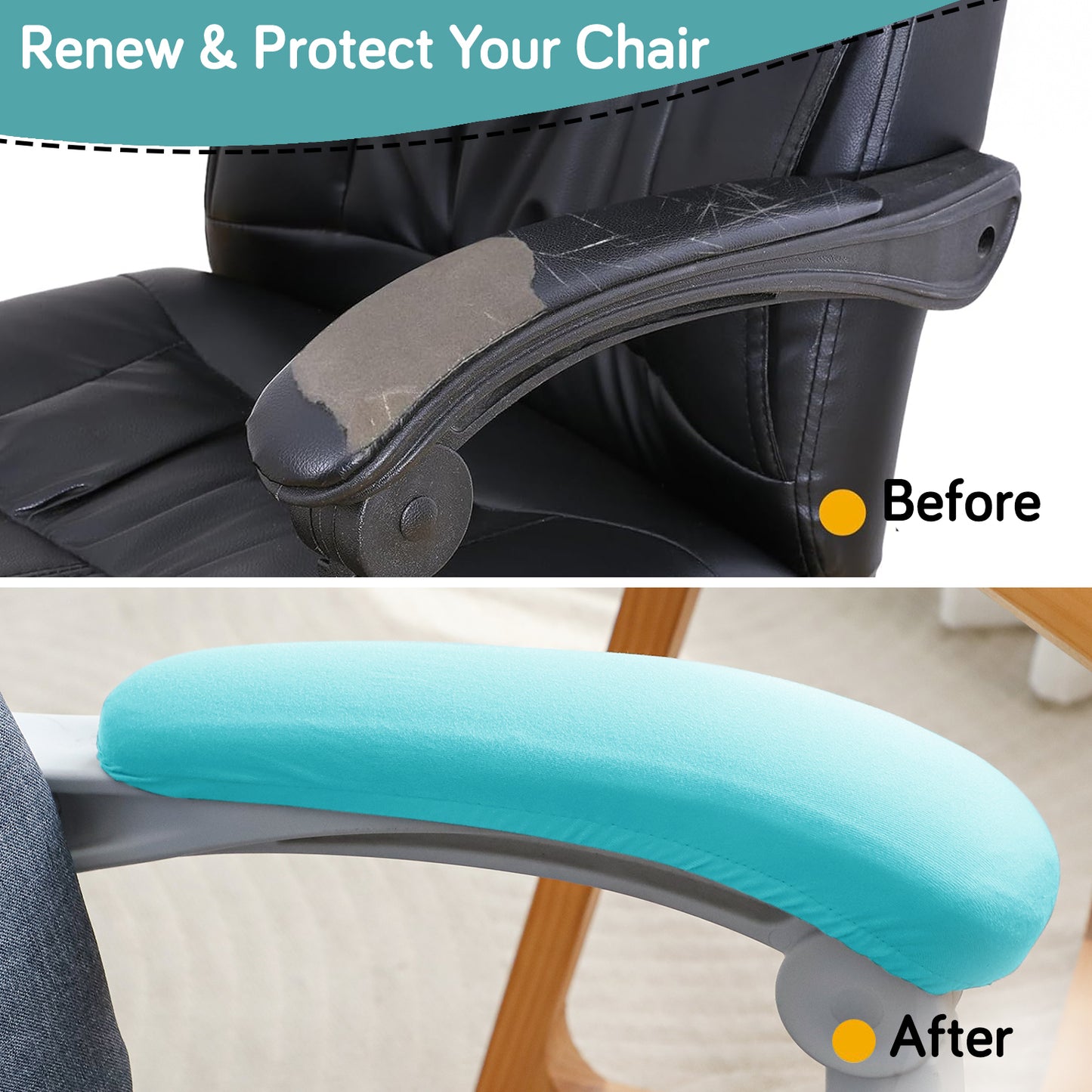 140gsm Armrest Covers for Office Chair (Elastic Style), 1 Pair, Sky Blue
