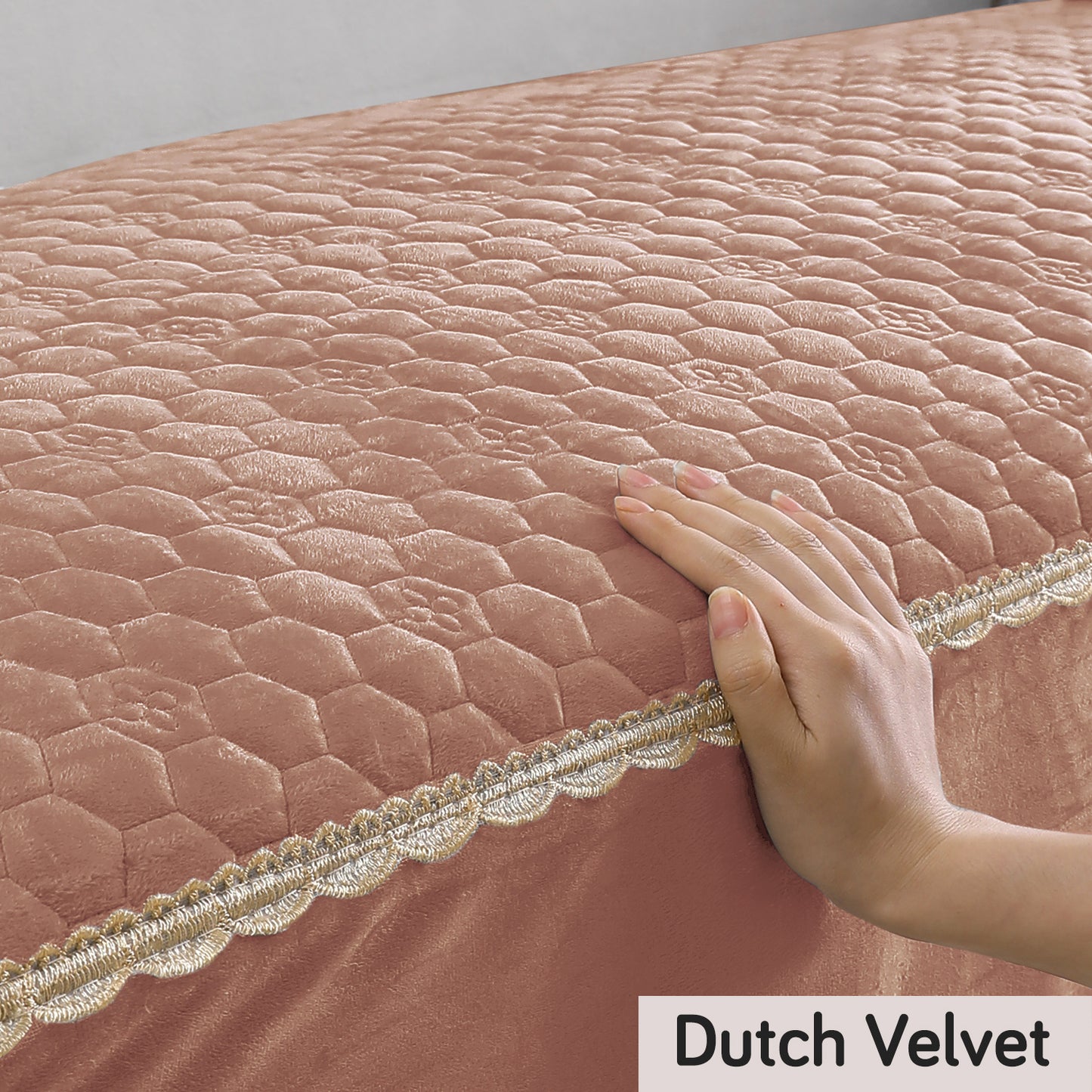 Premium Dutch Velvet Sofa Seat Mat for 1/2/3 Seater Sofa, Light Brown