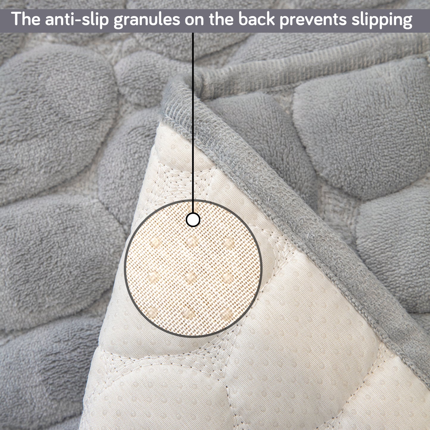 Premium Pebble Milk Velvet Anti Slip Sofa Mat for 1/2/3 Seater, Moon Grey