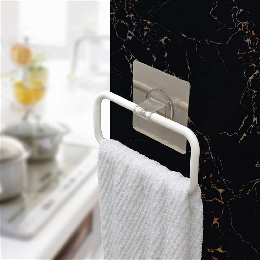 Buy white colour plastic wall mounted towel holder for washbasin, bathroom and kitchen walls | HOKIPO
