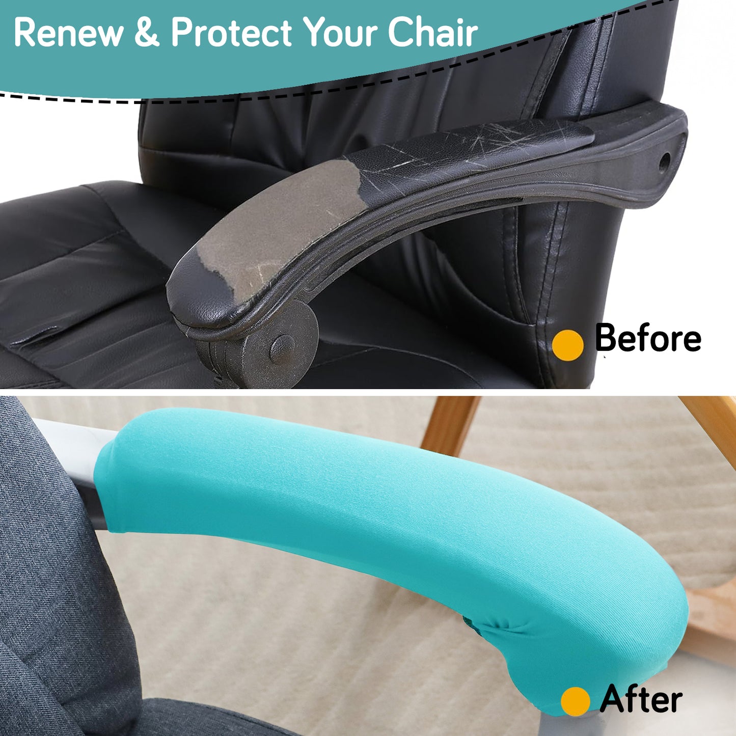 140gsm Armrest Covers for Office Chair (Zipper Style), 1 Pair, Sky Blue