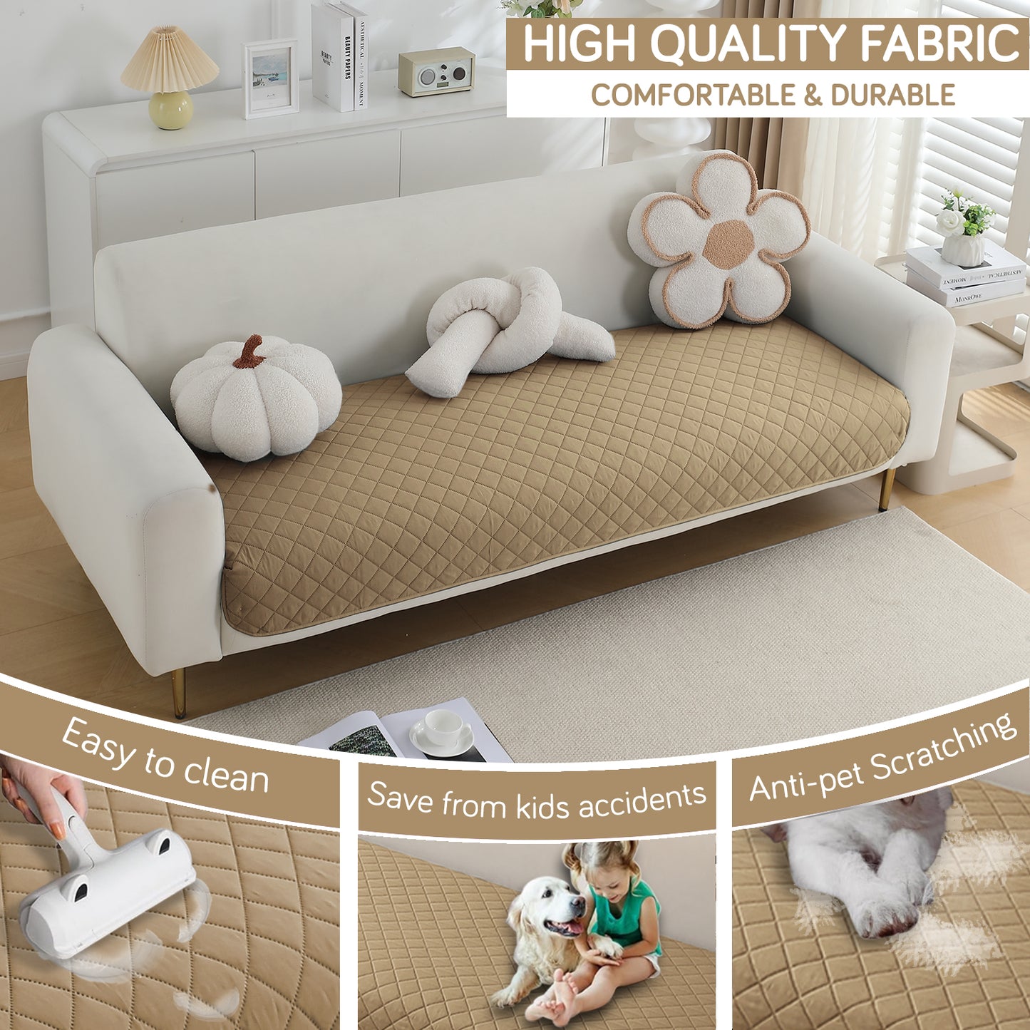 Waterproof Quilted Mats, Camel
