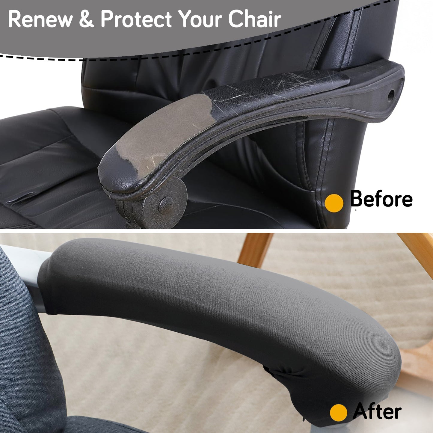 140gsm Armrest Covers for Office Chair (Zipper Style), 1 Pair, Grey
