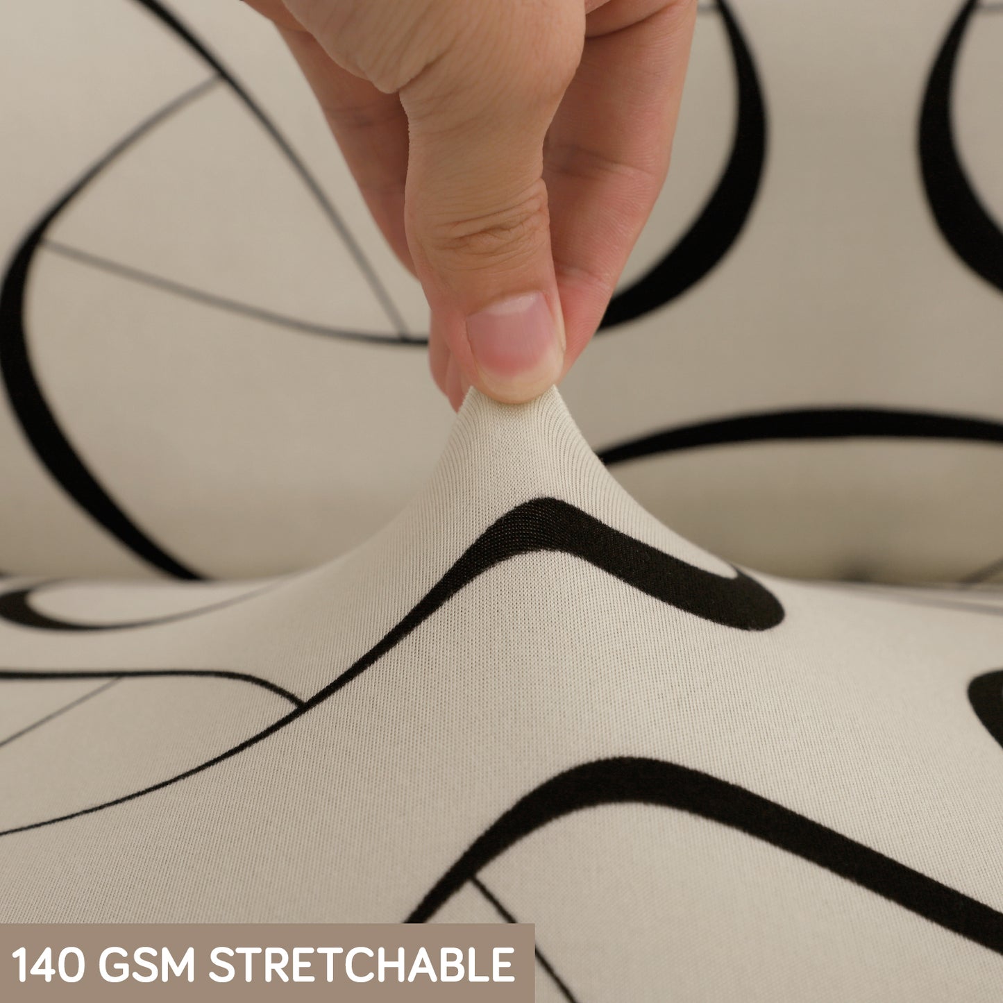 Printed Office Chair Cover for Executive Chair (High-Back) – 140 GSM Stretchable Fabric – Washable & Anti-Slip – Fits Big & Tall Office Chairs, Natural Beige Abstract Art