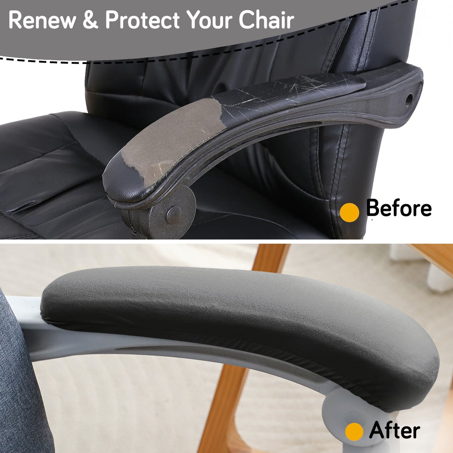 140gsm Armrest Covers for Office Chair (Elastic Style), 1 Pair, Grey