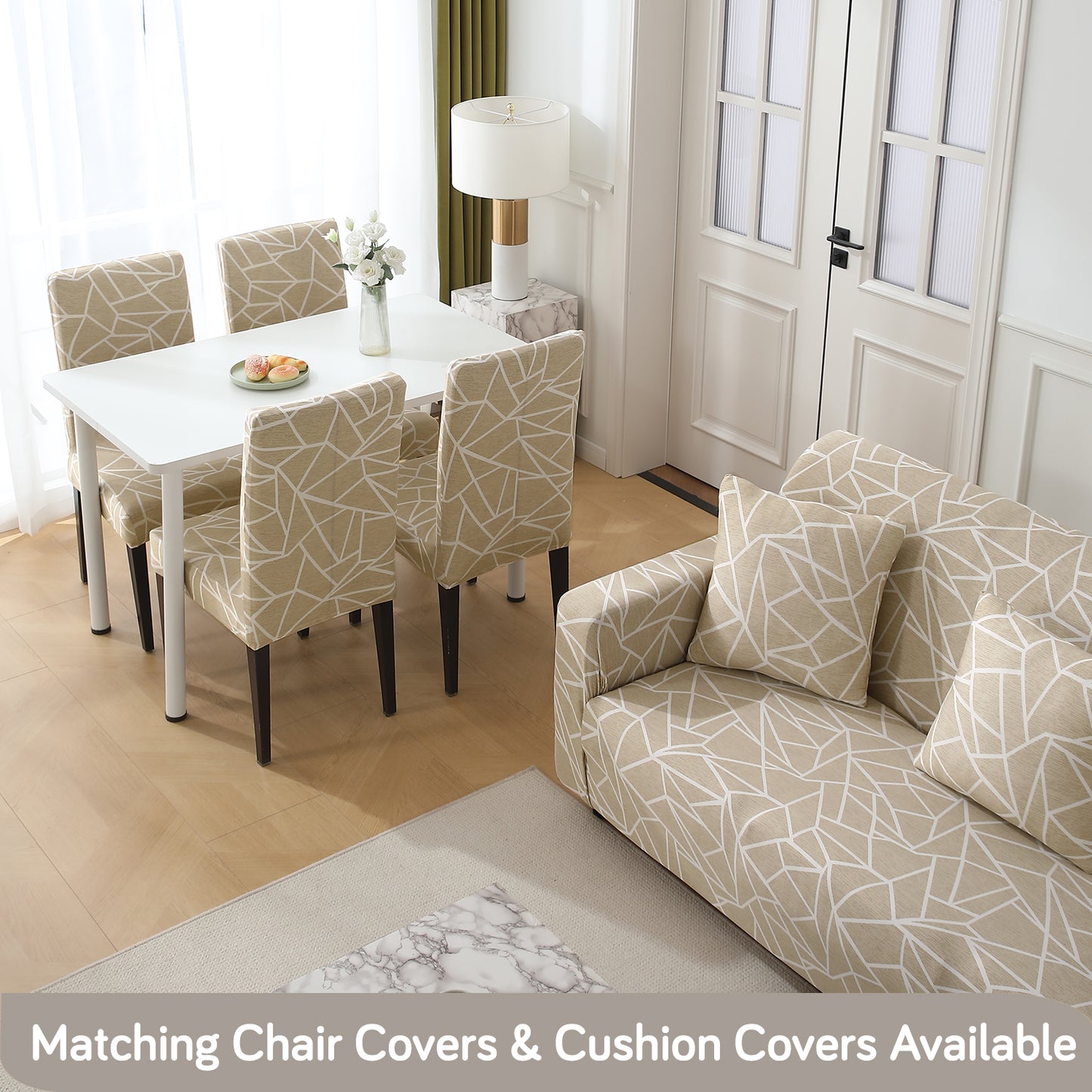 Stretchable matcing covers for sofas and chairs