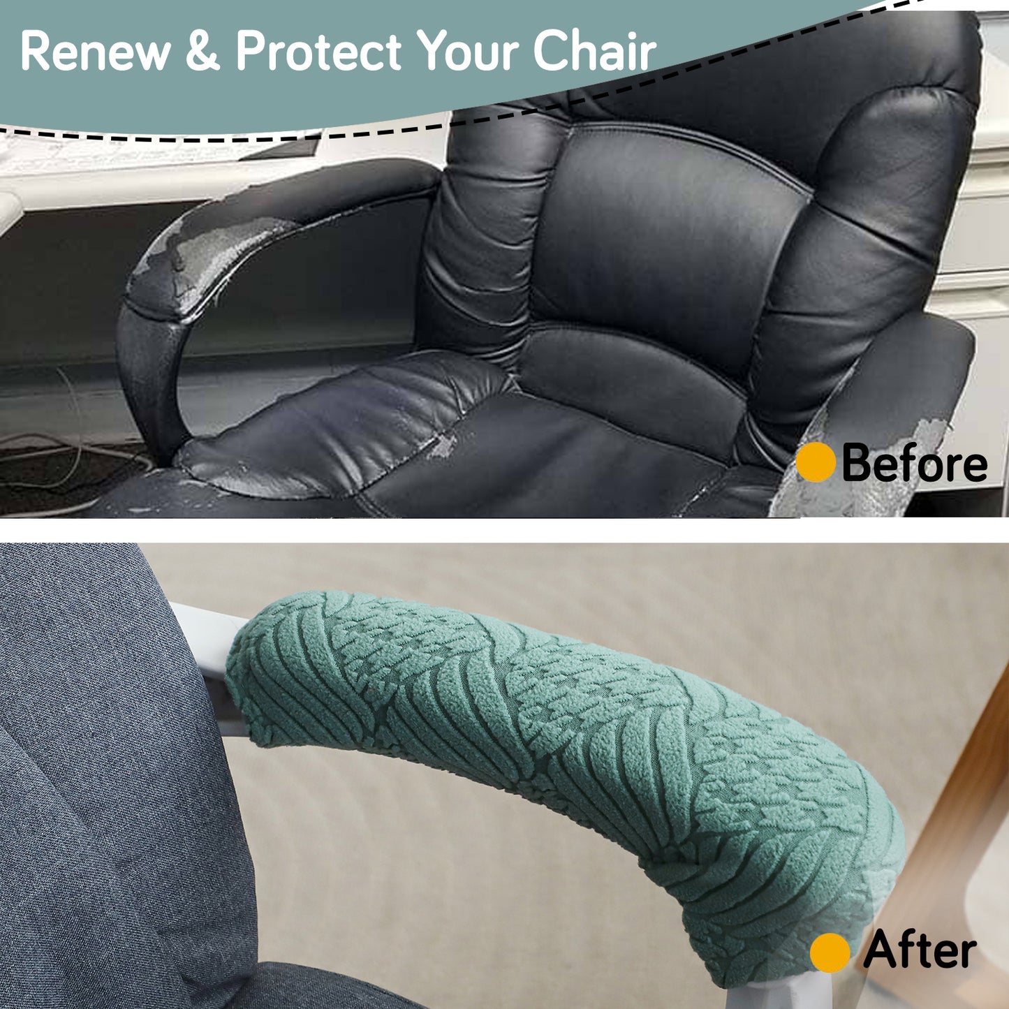 170gsm Jacquard Office Chair Arm Rest Cover (Zipper Style), 1 Pair, Green