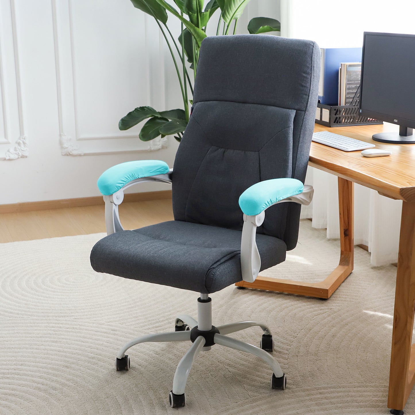 140gsm Armrest Covers for Office Chair (Elastic Style), 1 Pair, Sky Blue