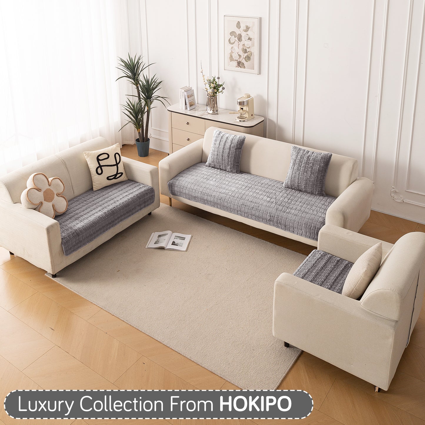 Premium Plush Anti Slip Sofa Mat for 1/2/3 Seater, Green
