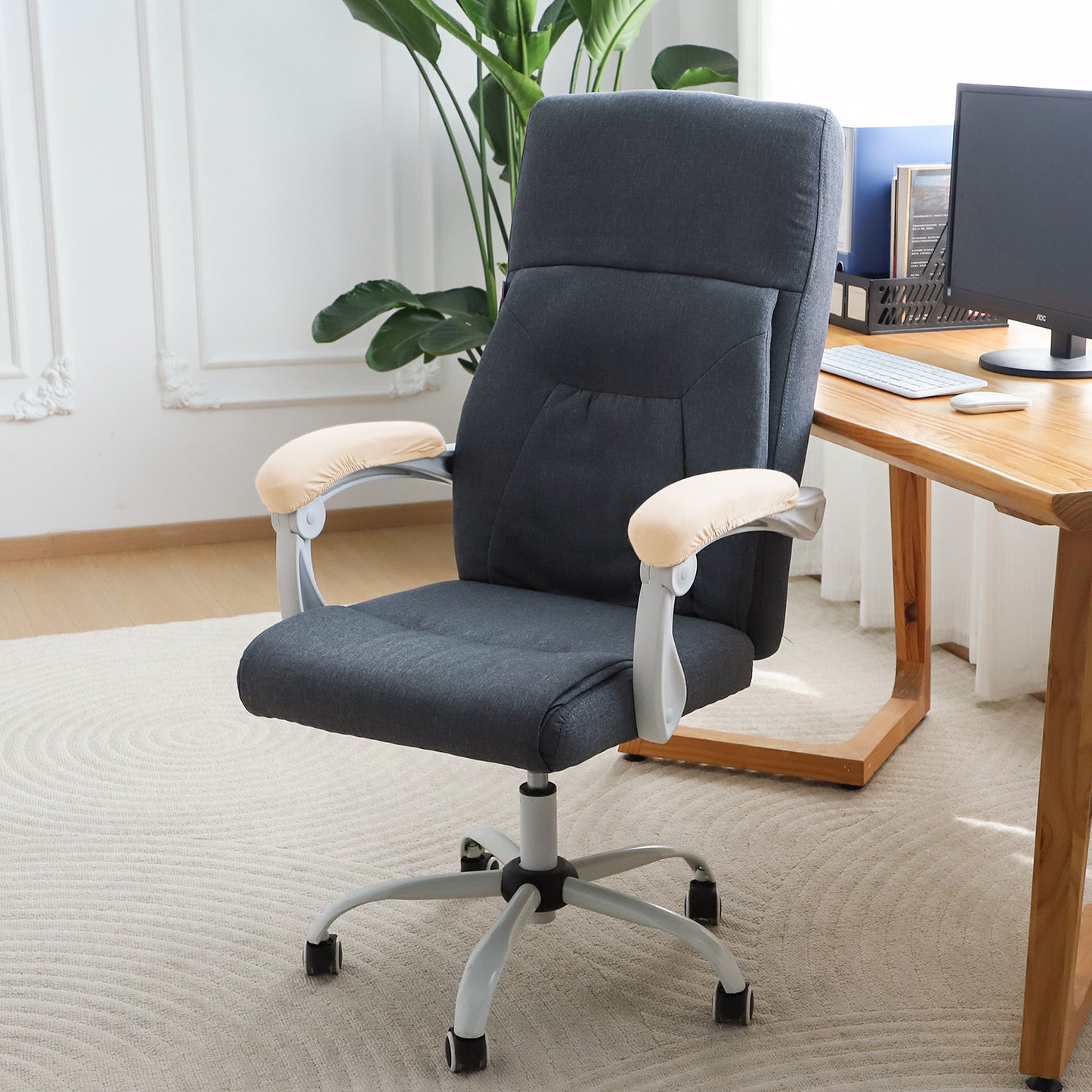 140gsm Armrest Covers for Office Chair (Elastic Style), 1 Pair, Beige