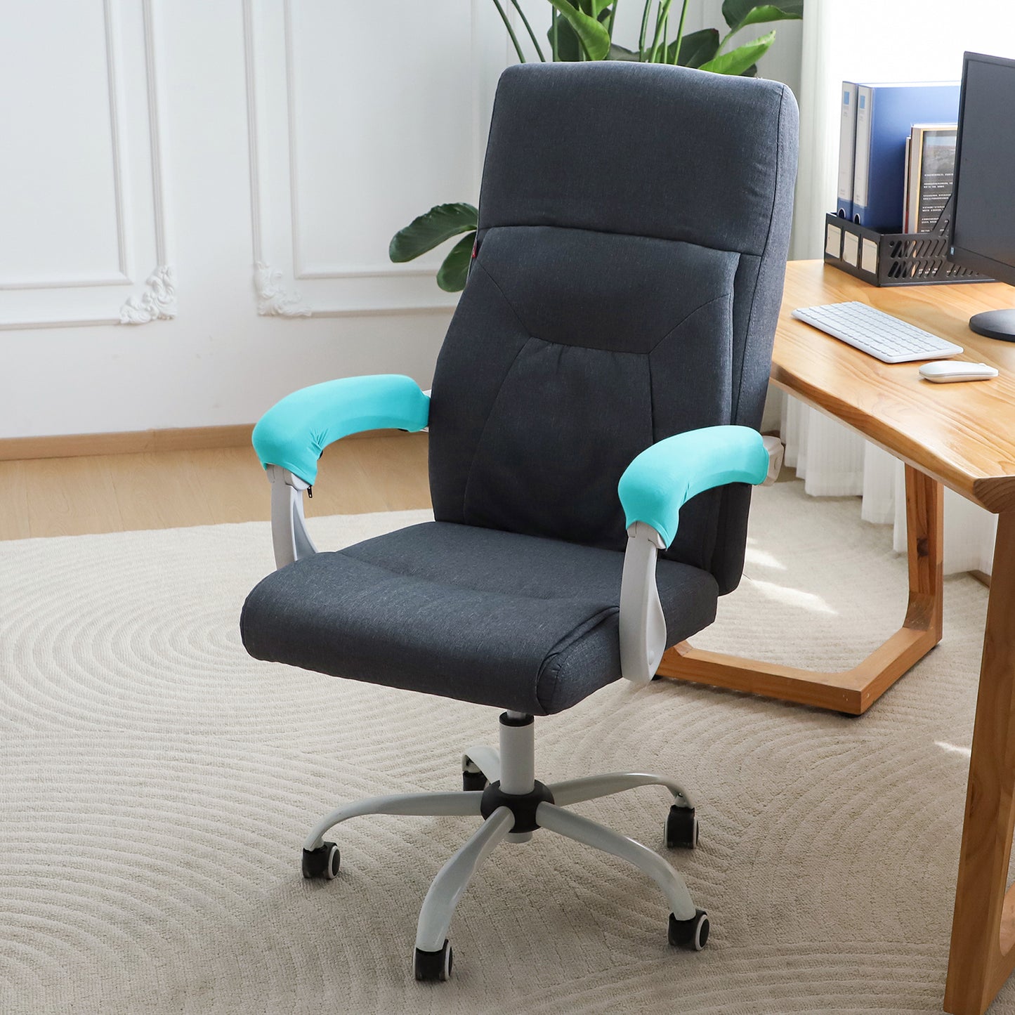 140gsm Armrest Covers for Office Chair (Zipper Style), 1 Pair, Sky Blue