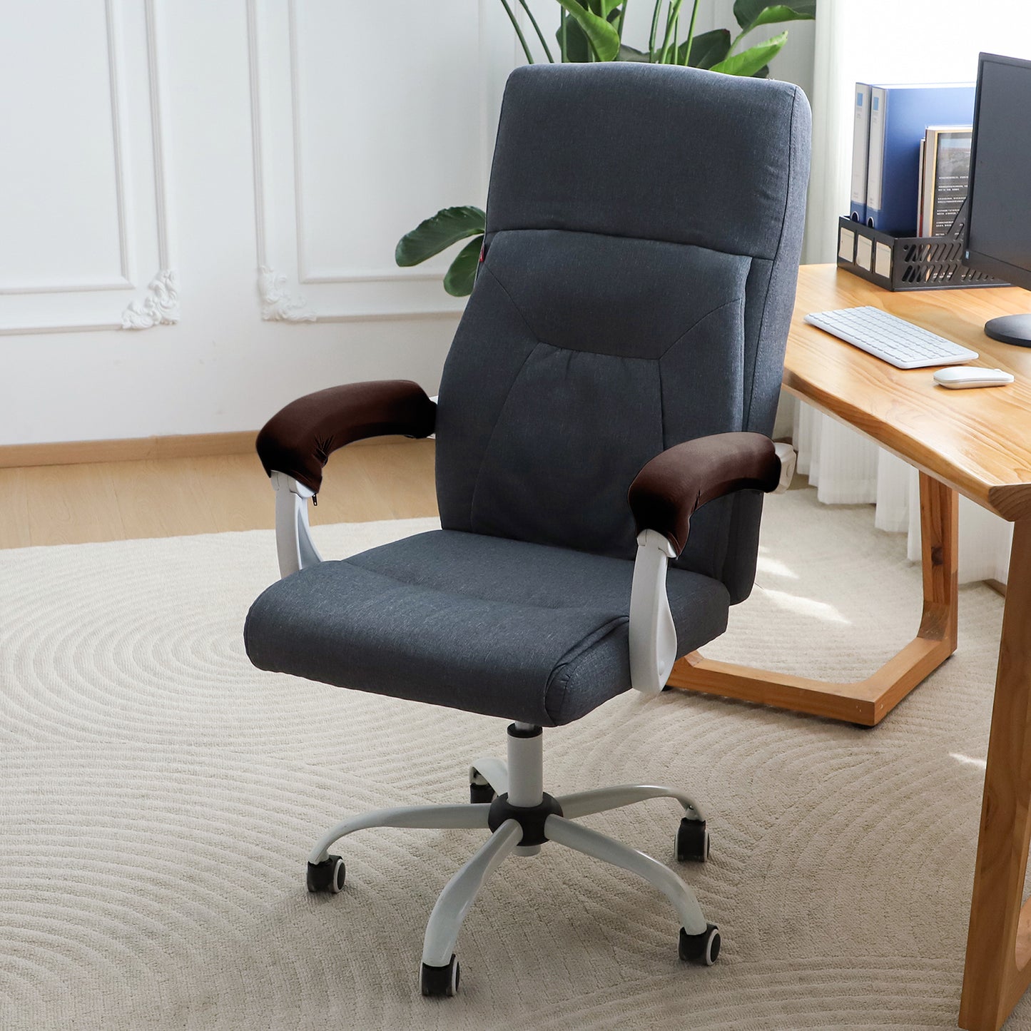 140gsm Armrest Covers for Office Chair (Zipper Style), 1 Pair, Brown