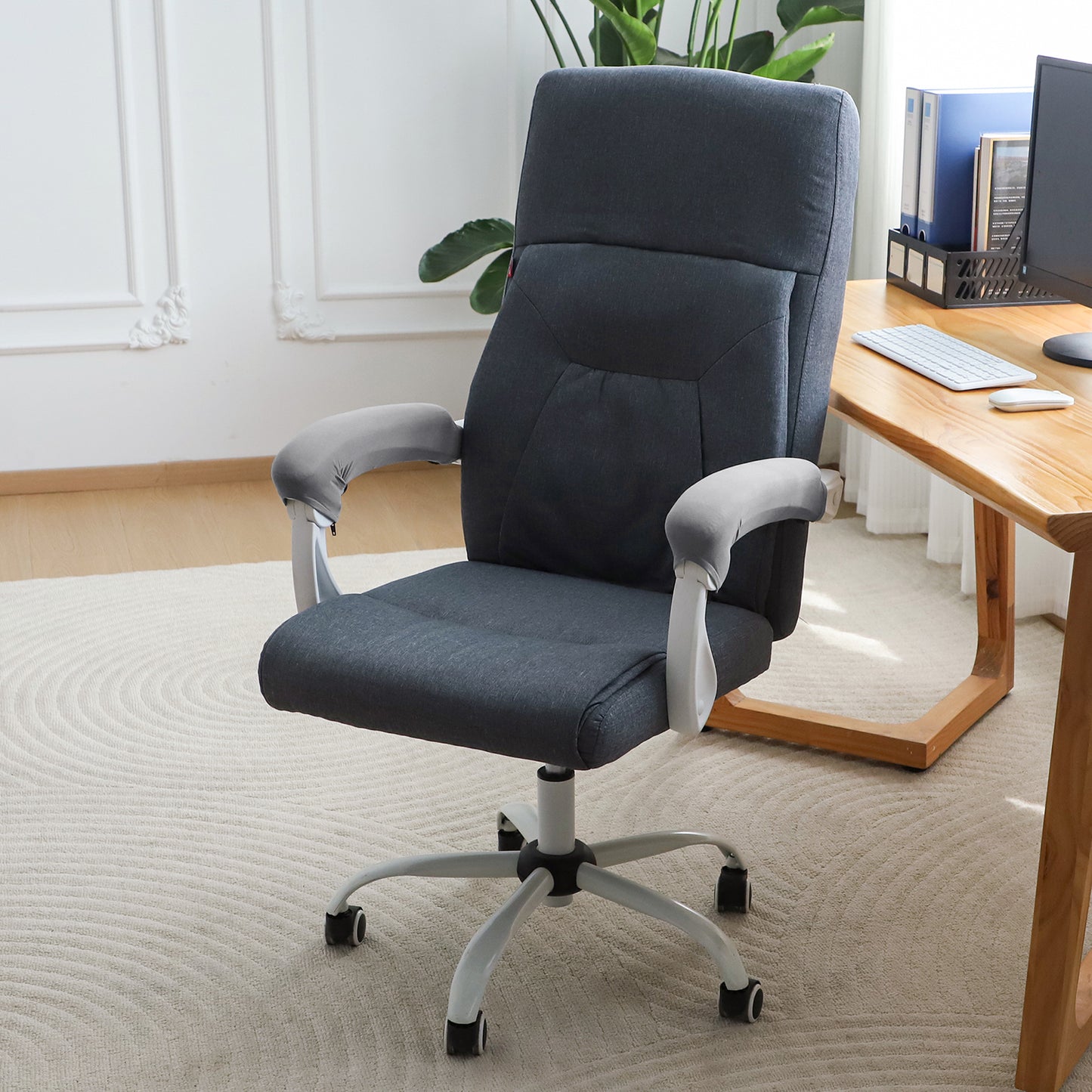 140gsm Armrest Covers for Office Chair (Zipper Style), 1 Pair, Smoke Grey