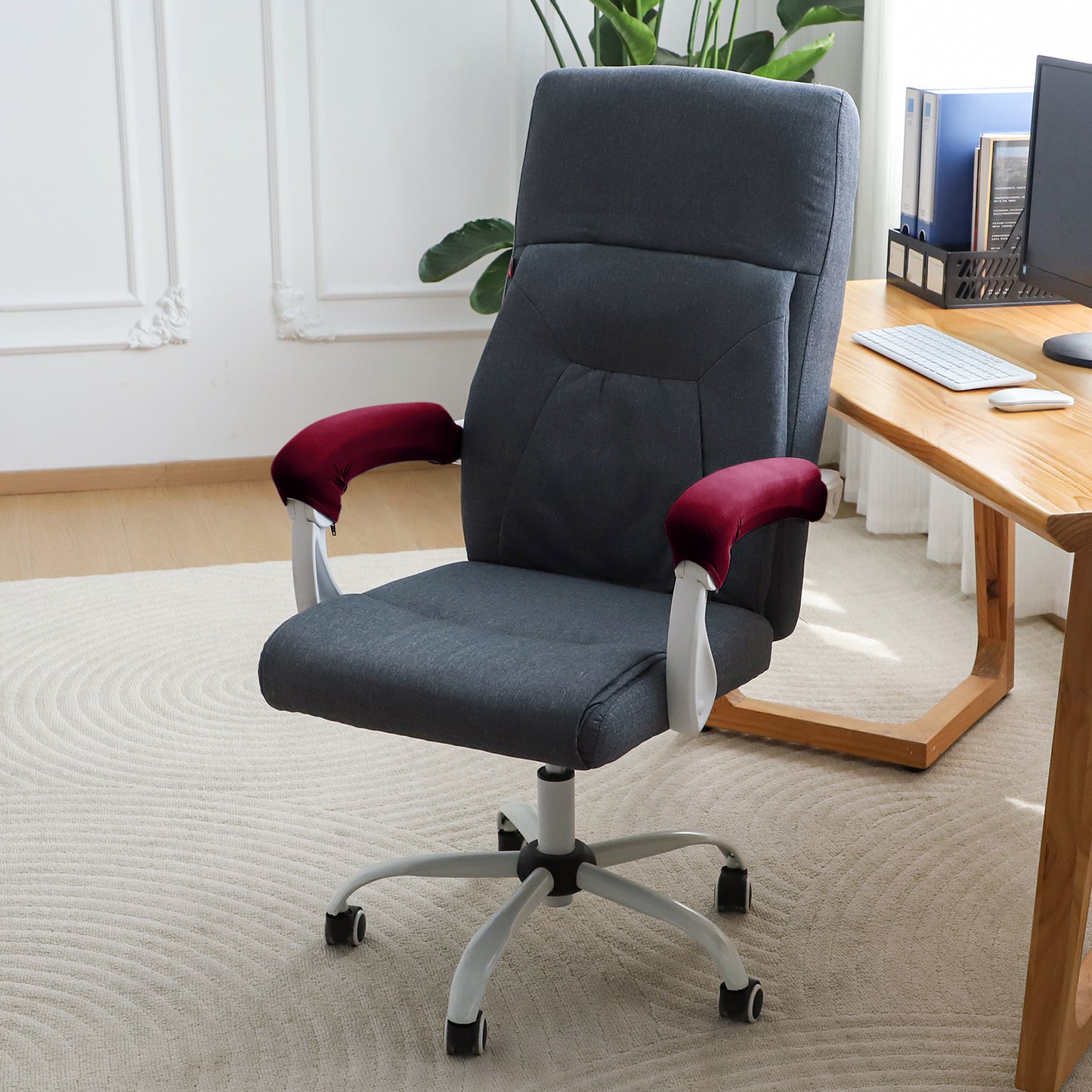 140gsm Armrest Covers for Office Chair (Zipper Style), 1 Pair, Burgundy