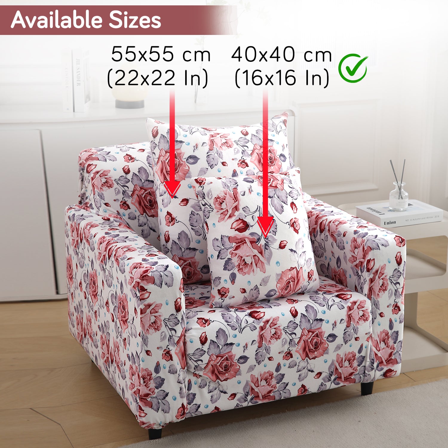 Buy Red Cottage Rose Printed Zippered Velvet Cushion Covers | 16x16 & 22x22 Inch Size